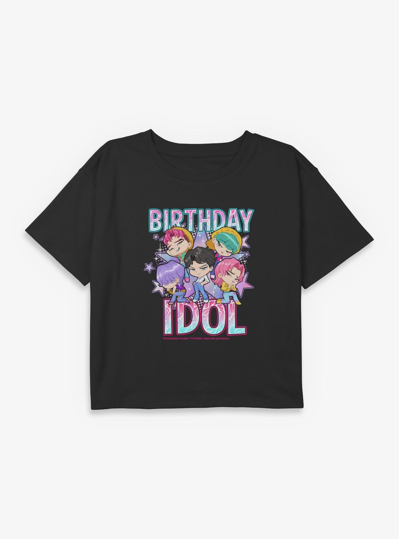 KPop Demon Hunters Saja Boys Birthday Idol Youth Girls Boxy Crop T-Shirt, , hi-res