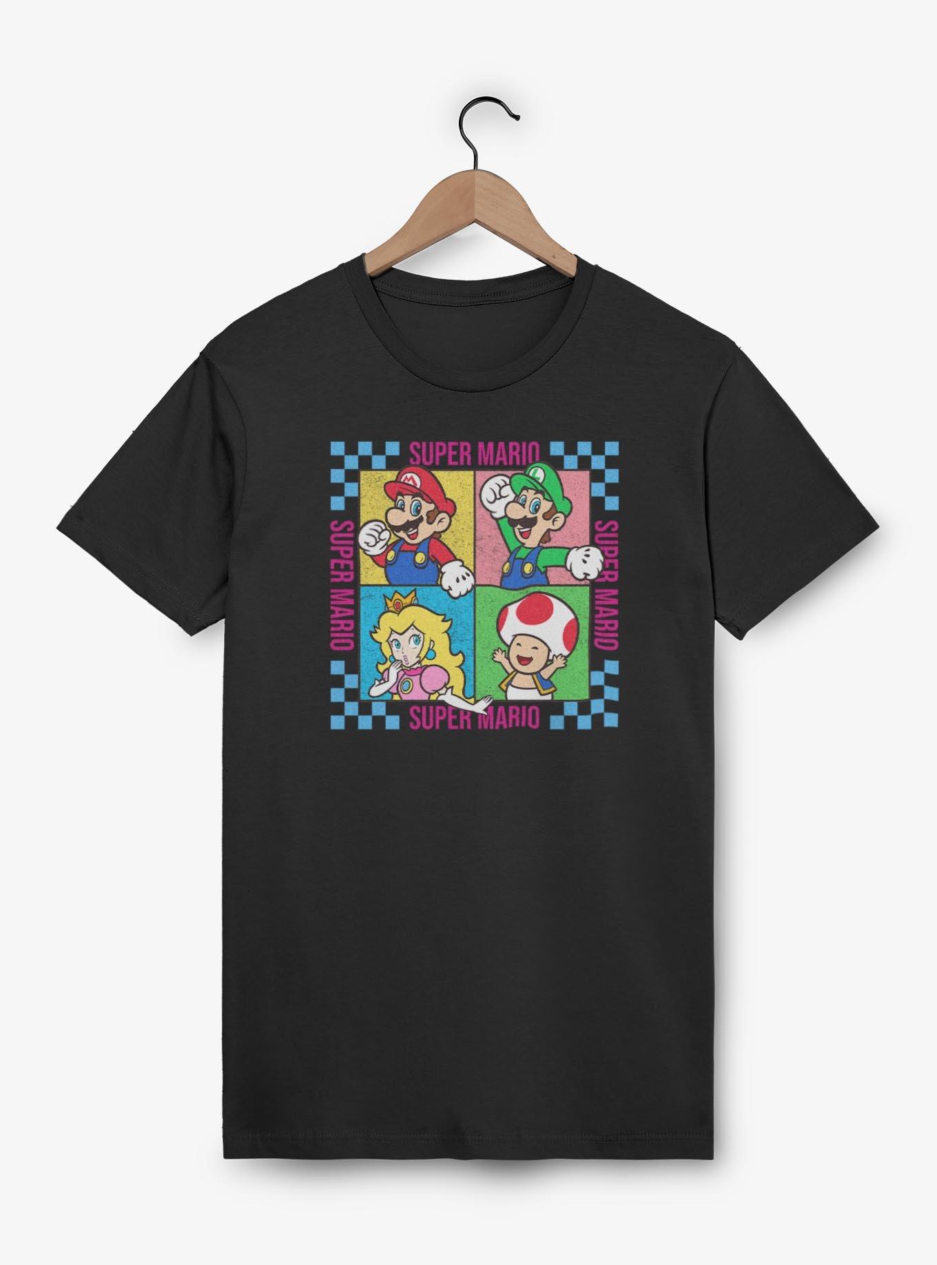 Nintendo Super Mario Checkered Squares Characters T-Shirt, , hi-res