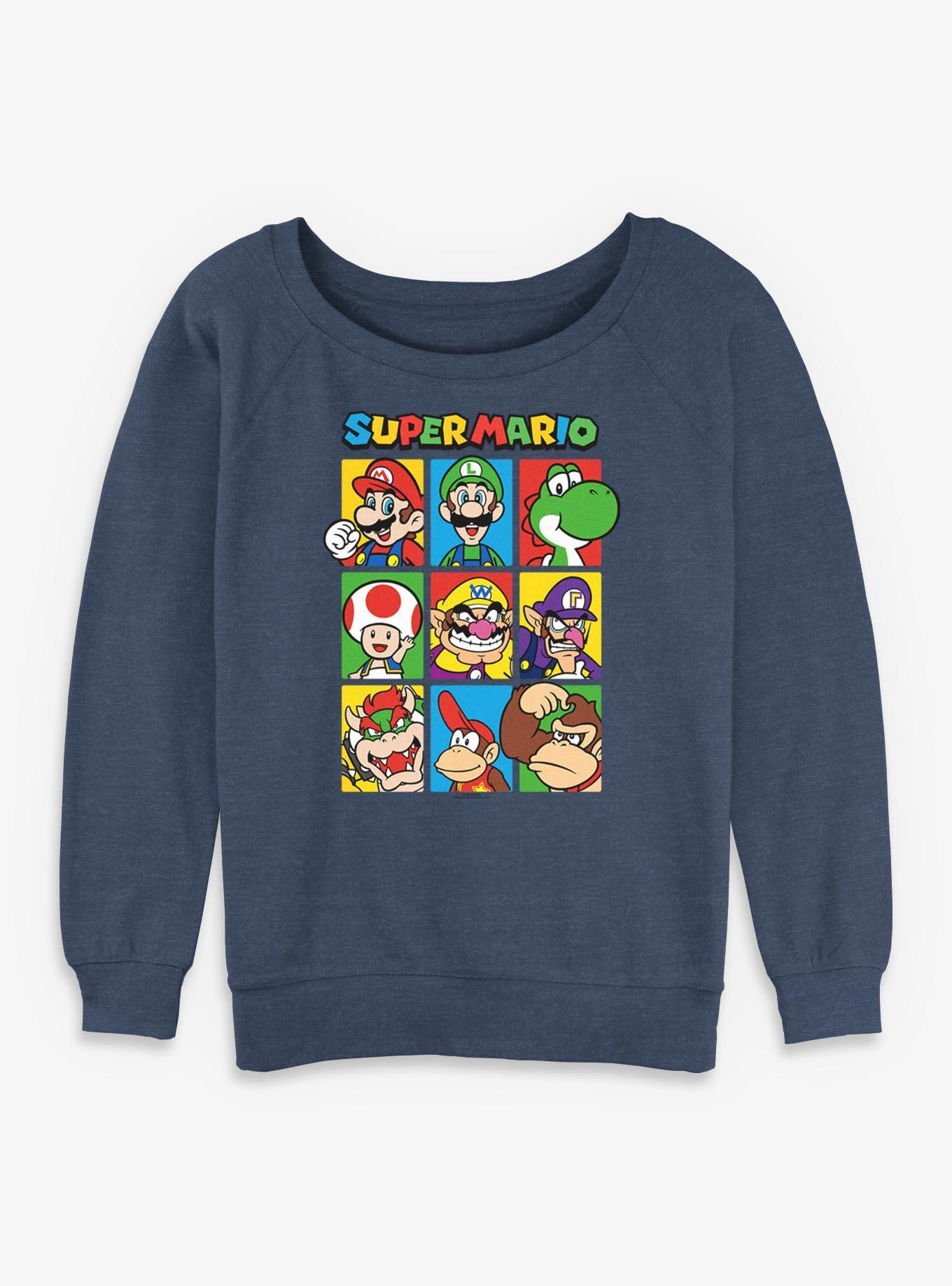 Nintendo Super Mario Character Hall Of Fame Womens Slouchy Sweatshirt, , hi-res