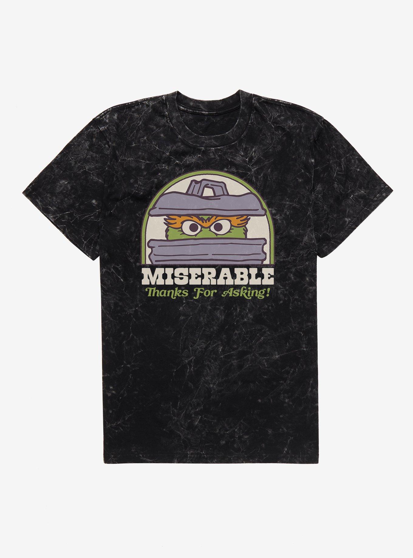 Sesame Street Oscar The Grouch Miserable Thanks For Asking! Mineral Wash T-Shirt