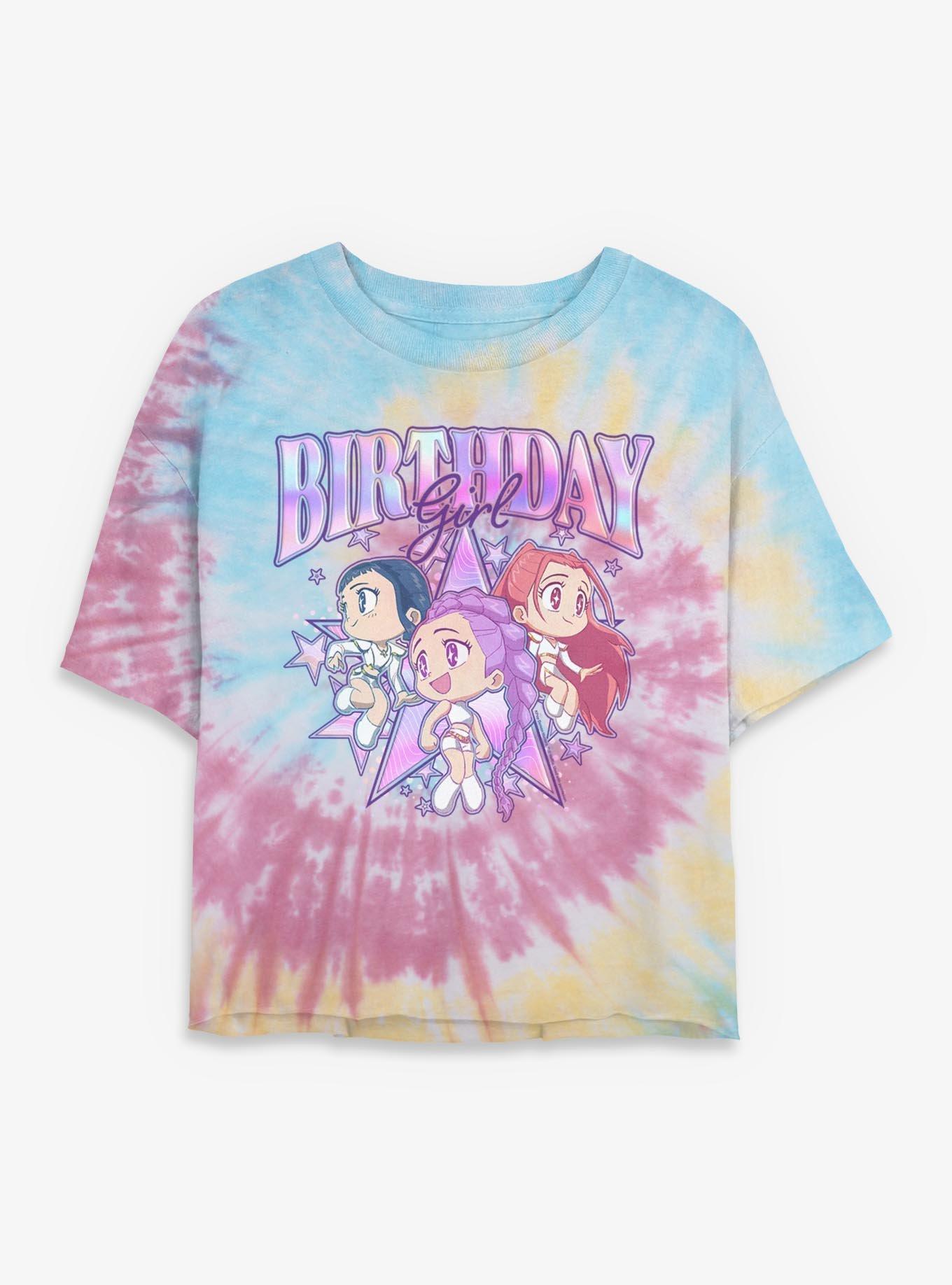 KPop Demon Hunters HUNTR/X Birthday Girls Tie-Dye Crop T-Shirt