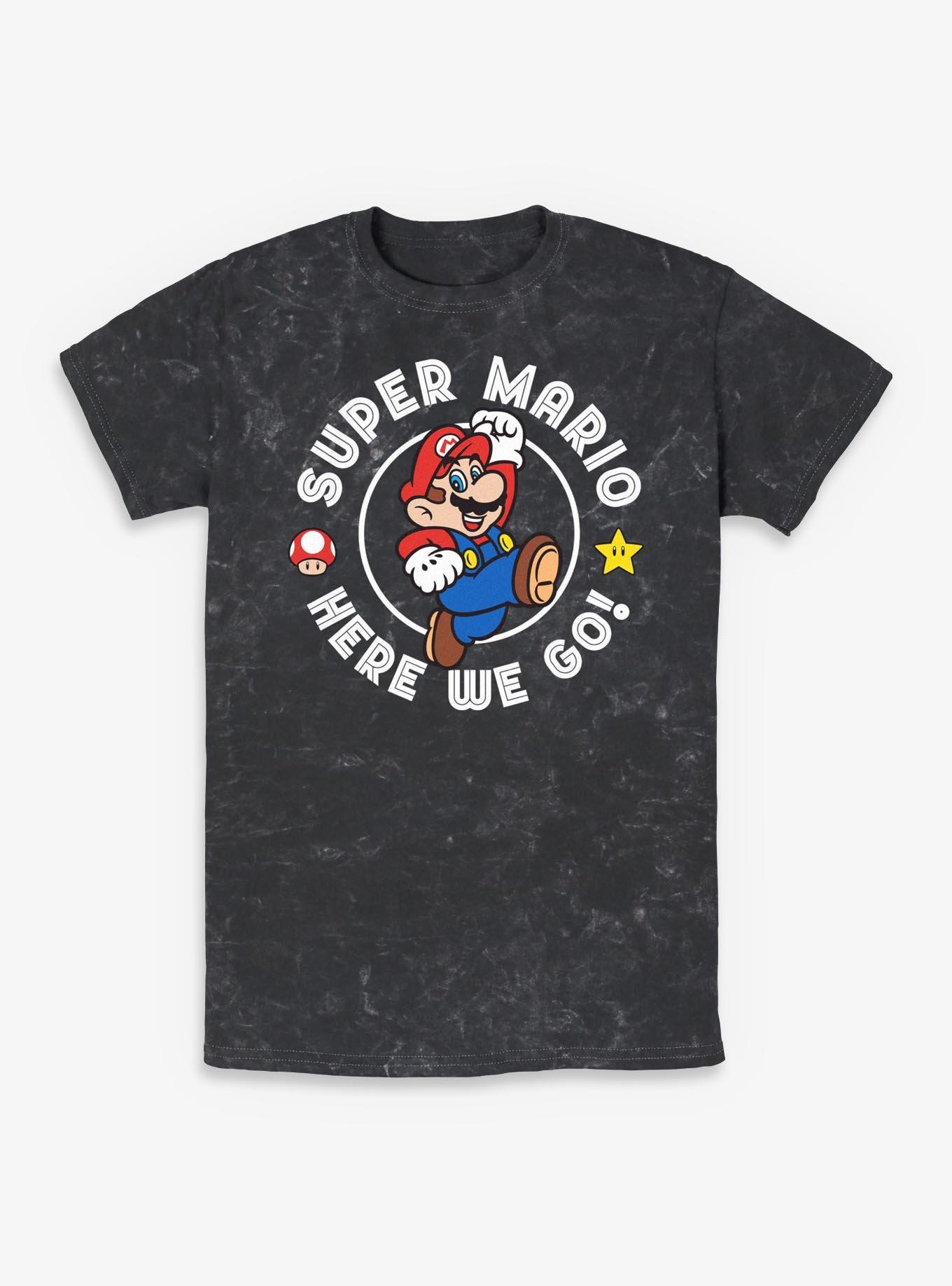 Nintendo Super Mario Here We Go Jump Mineral Wash T-Shirt, , hi-res