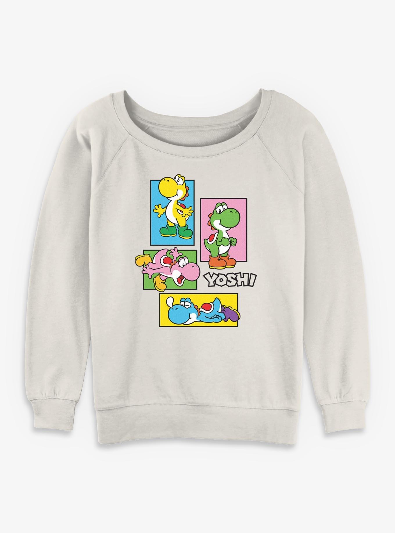 Nintendo Mario Yoshi Boxes Womens Slouchy Sweatshirt