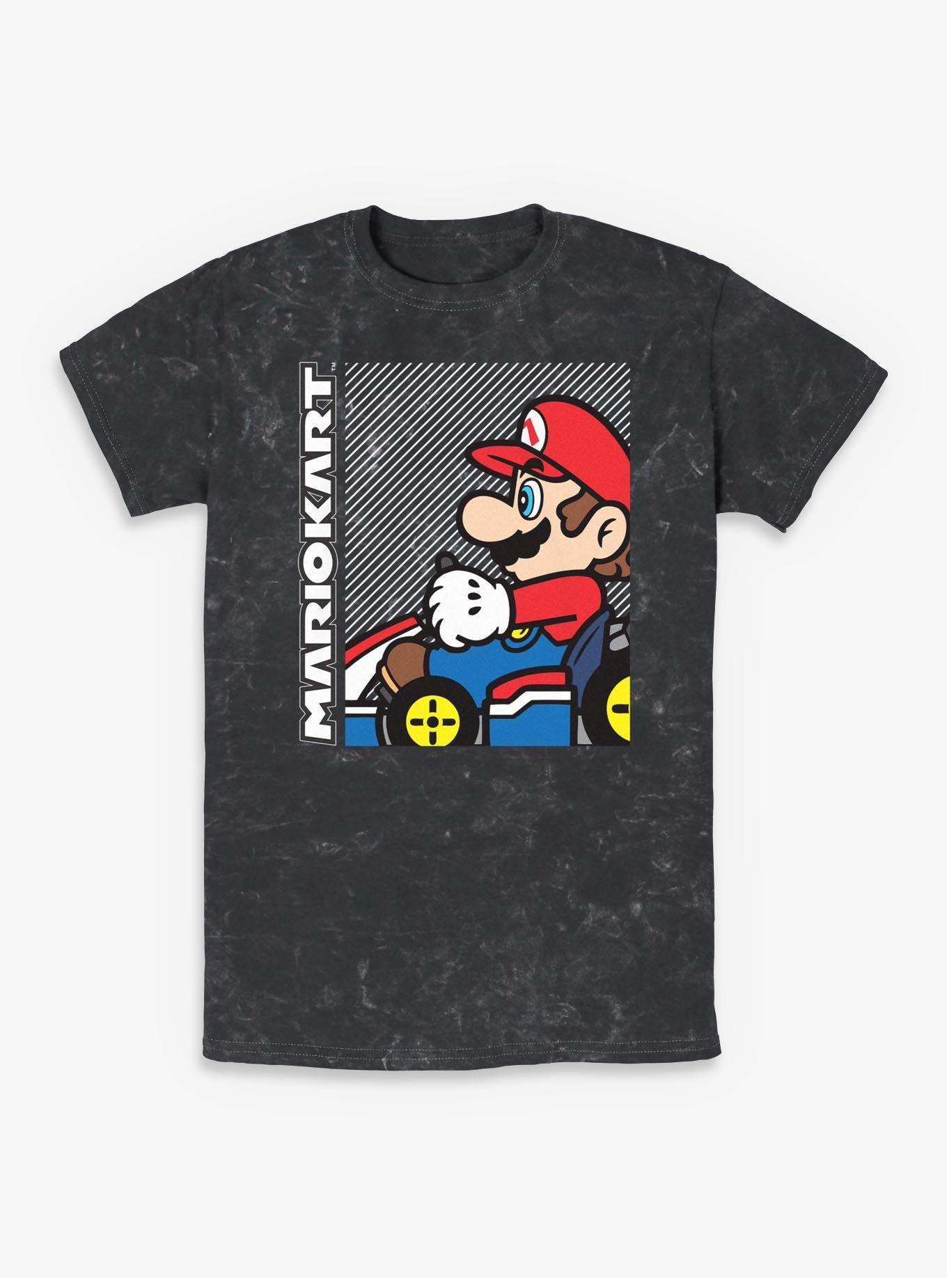 Nintendo Mario Kart Mario On Race Car Mineral Wash T-Shirt, , hi-res