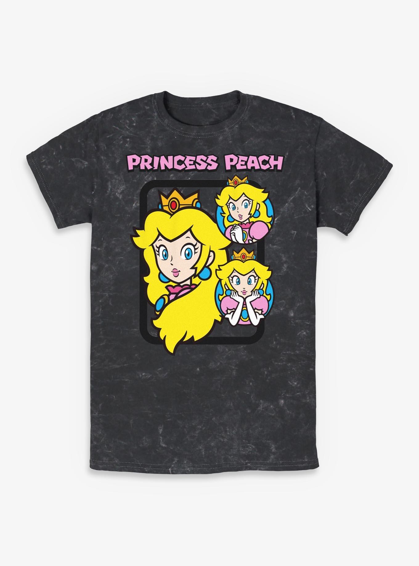 Nintendo Mario Princess Peach Circle Collage Mineral Wash T-Shirt, , hi-res