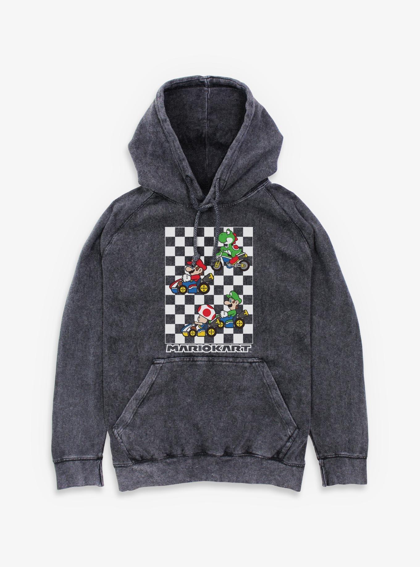 Nintendo Mario Kart Checkered Race Mineral Wash Hoodie