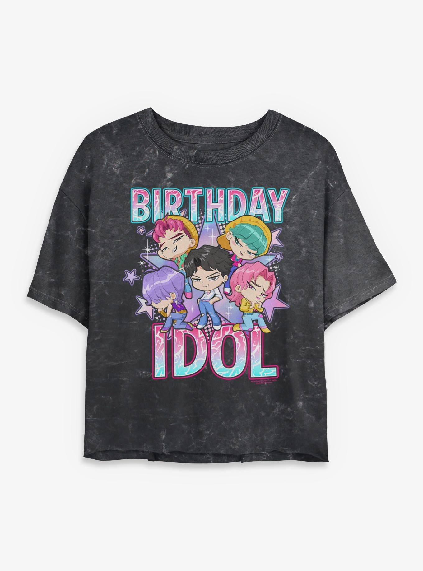 KPop Demon Hunters Saja Boys Birthday Idol Womens Mineral Wash Crop T-Shirt, , hi-res