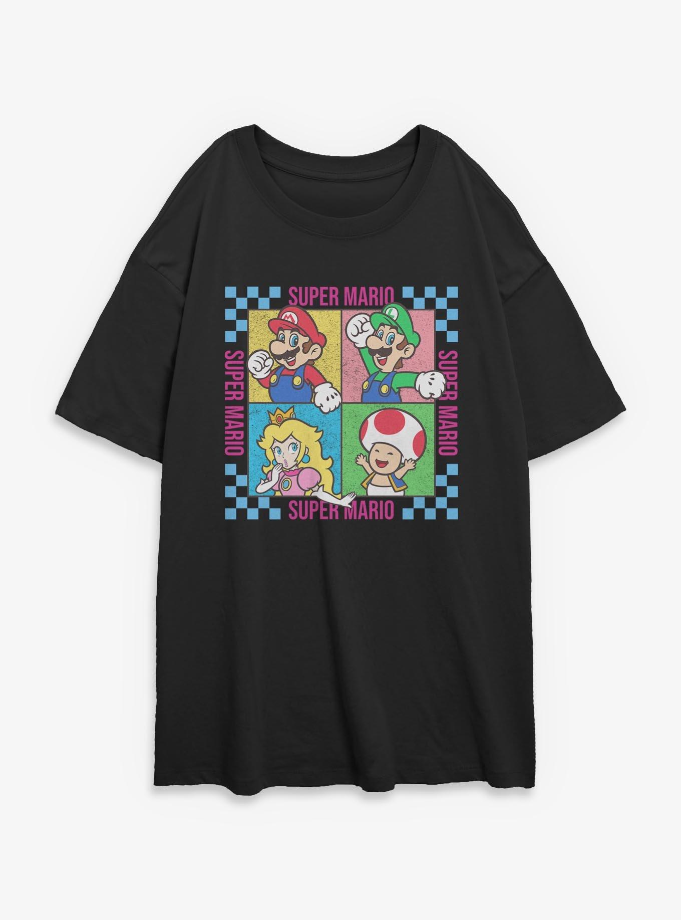 Nintendo Mario Group Four Square Girls Oversized T-Shirt