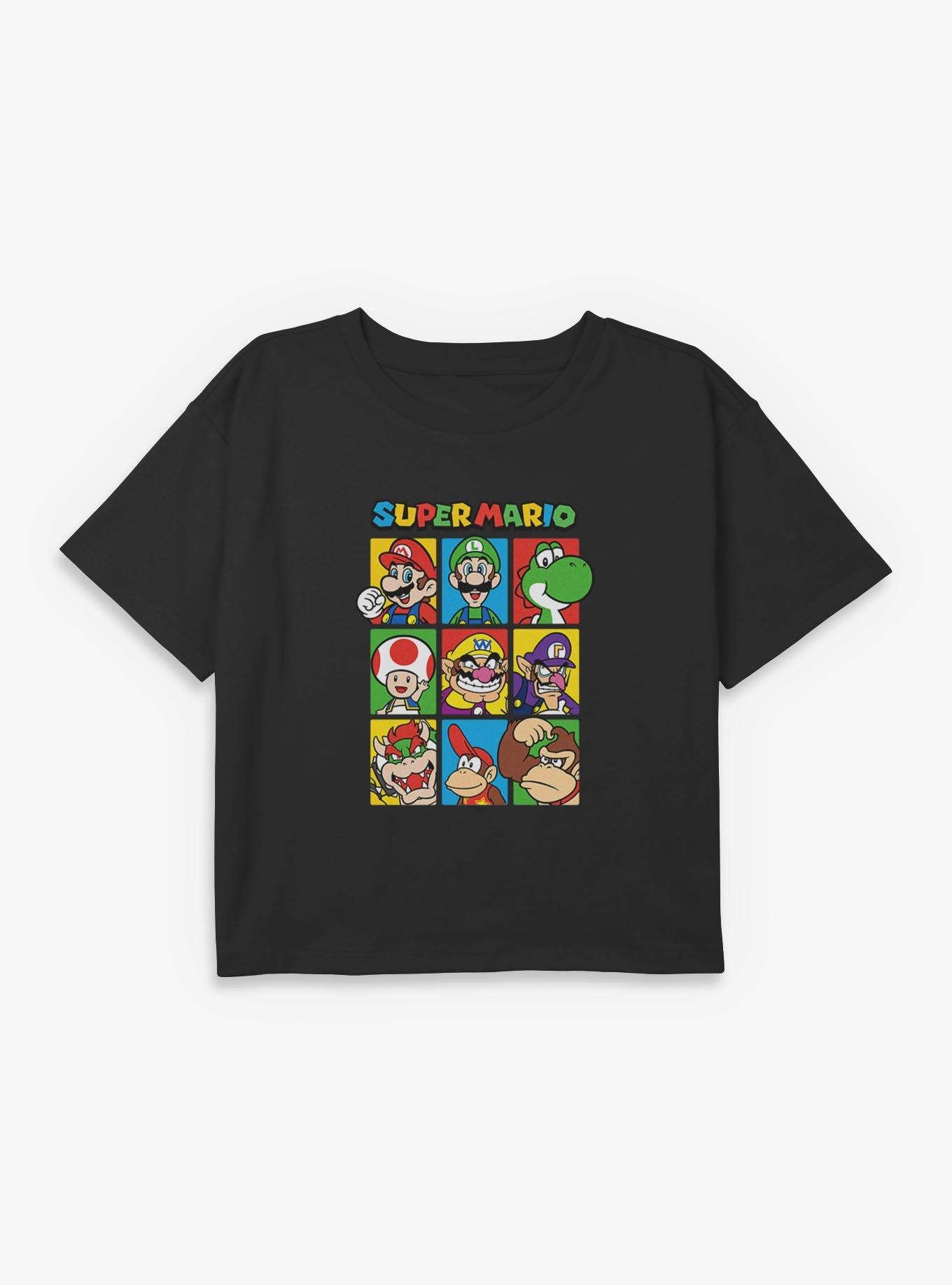 Nintendo Super Mario Character Hall Of Fame Youth Girls Boxy Crop T-Shirt, , hi-res