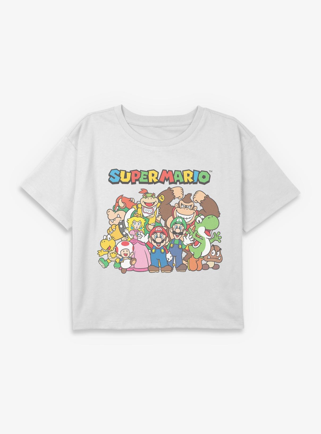 Nintendo Super Mario Group Youth Girls Boxy Crop T-Shirt, , hi-res