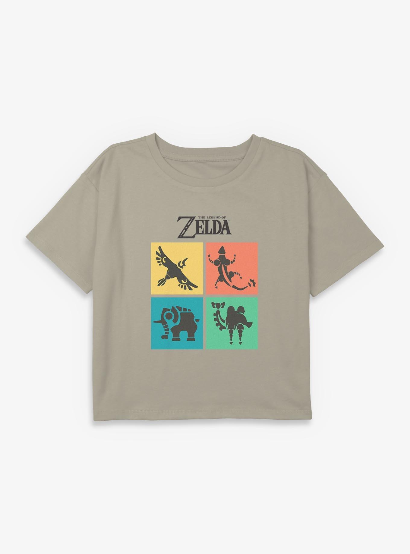The Legend Of Zelda Color Square Icons Youth Girls Boxy Crop T-Shirt, , hi-res
