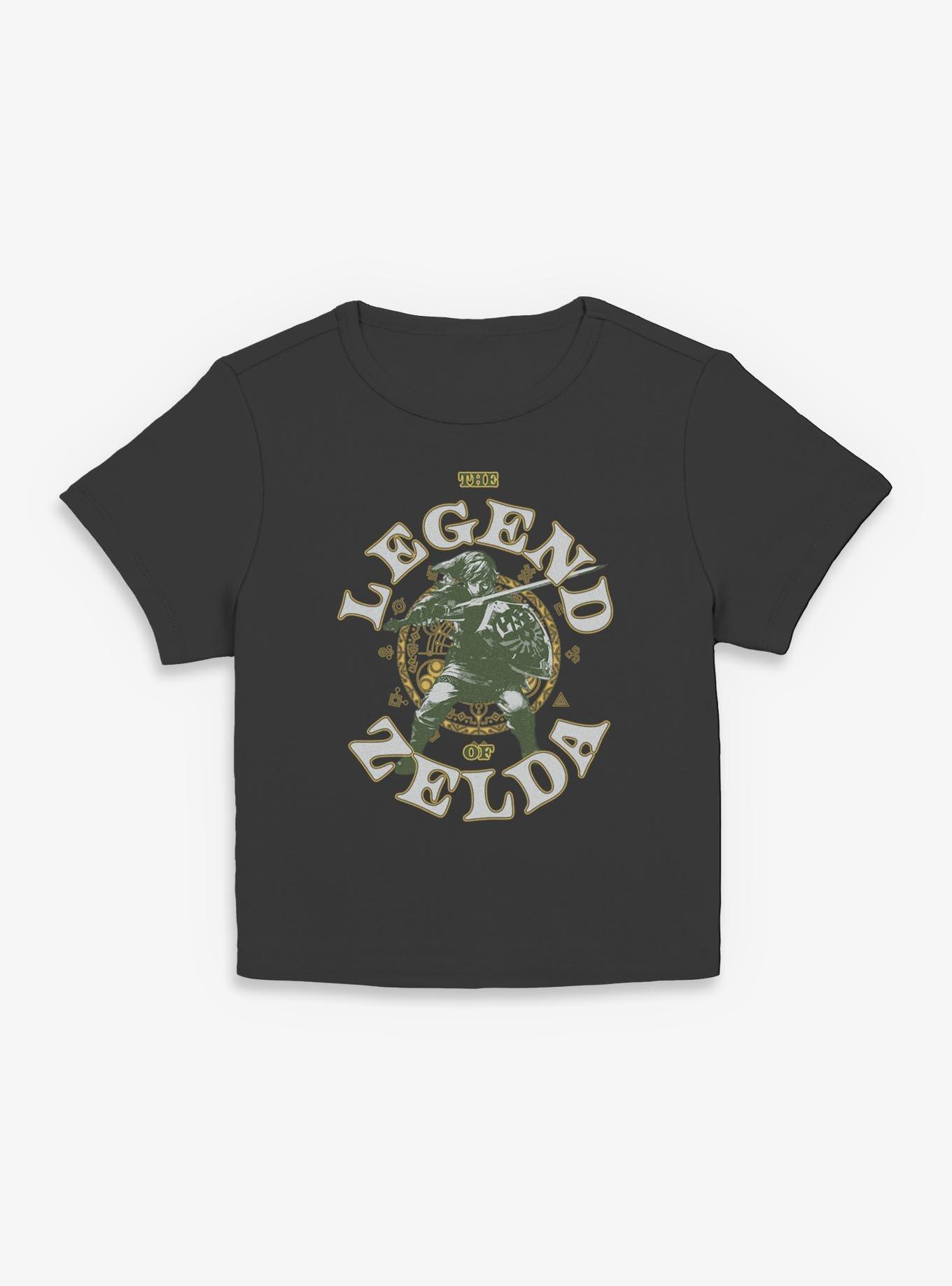 The Legend Of Zelda Fighting Crest Link Women Baby T-Shirt, BLACK, hi-res view 1