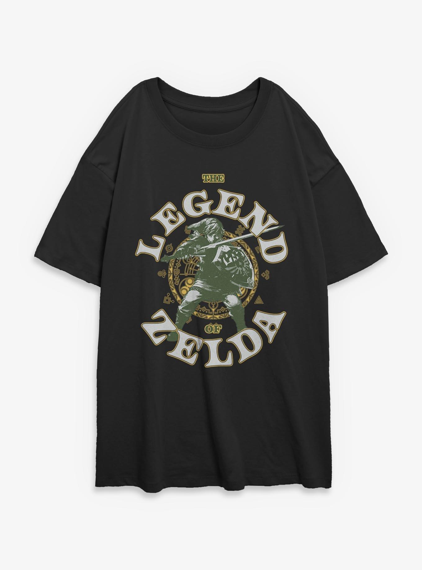 The Legend Of Zelda Fighting Crest Link Womens Oversized T-Shirt, , hi-res