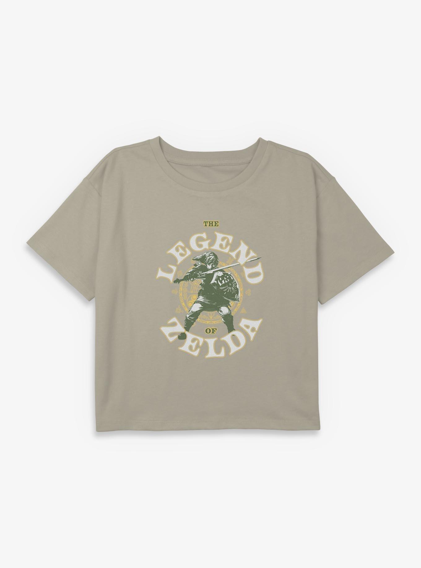 The Legend Of Zelda Fighting Crest Link Youth Girls Boxy Crop T-Shirt, , hi-res