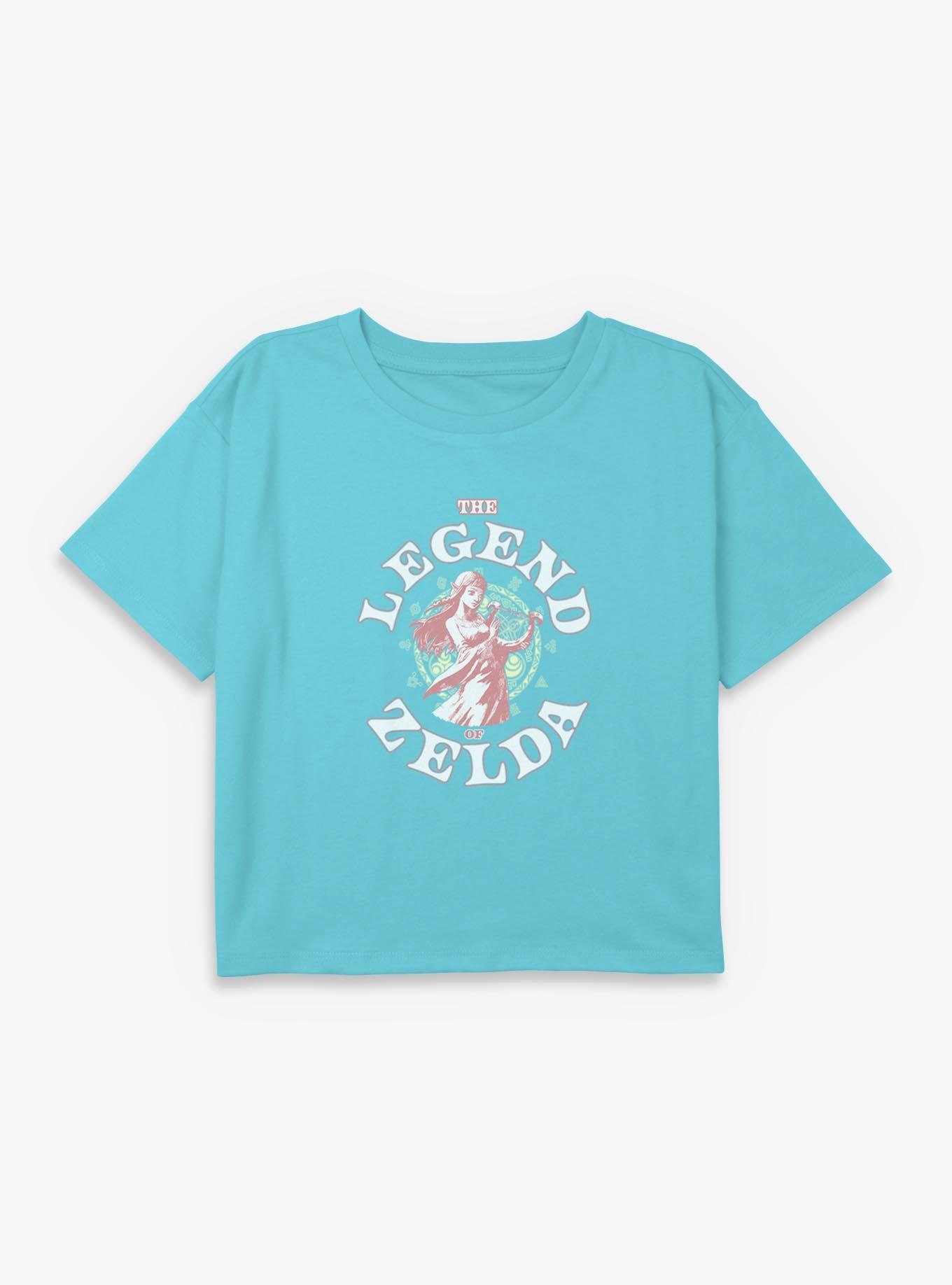 The Legend Of Zelda Fighting Crest Zelda Youth Girls Boxy Crop T-Shirt, , hi-res