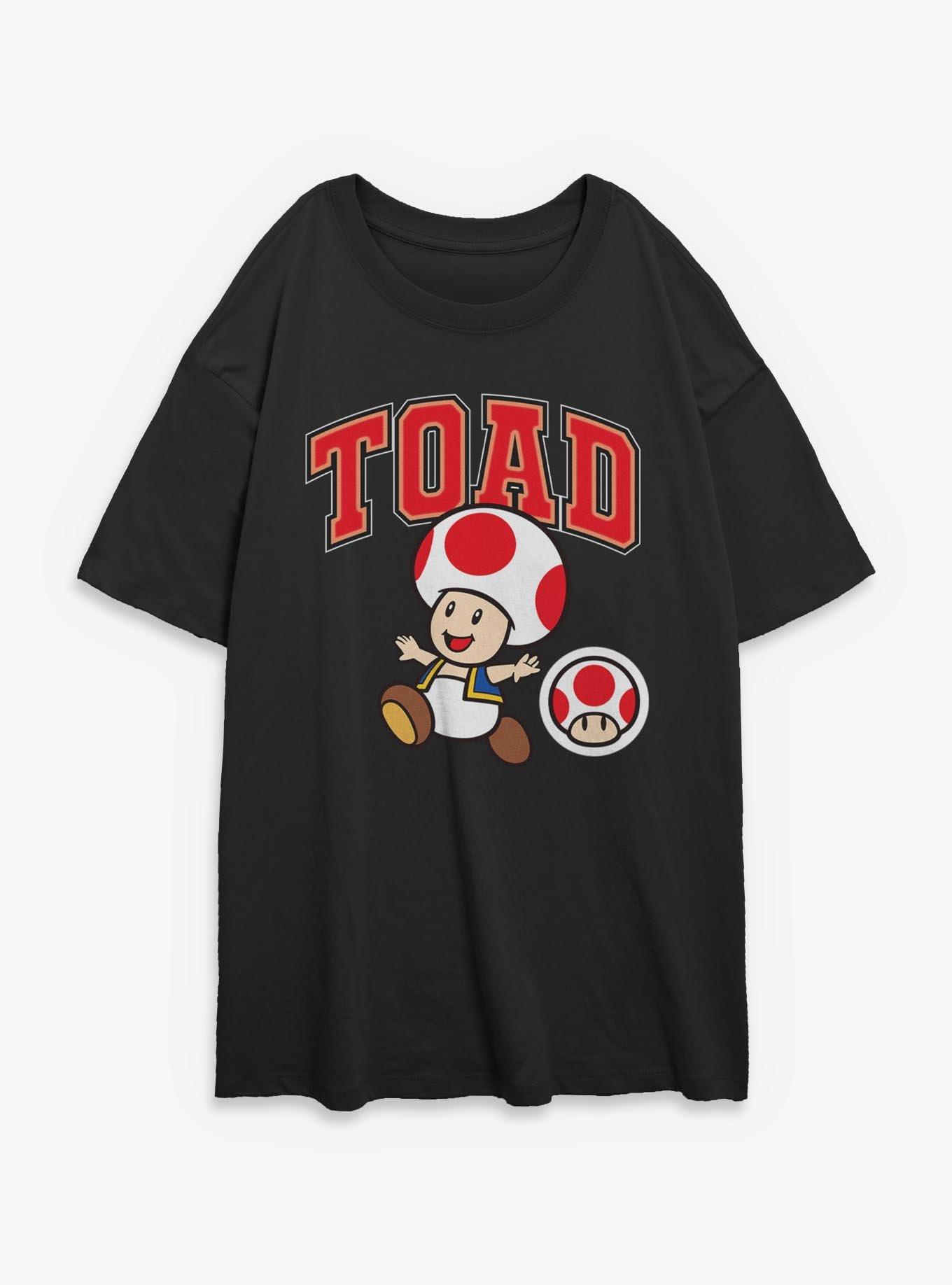 Nintendo Mario Toad Jump Womens Oversized T-Shirt, BLACK, hi-res view 1