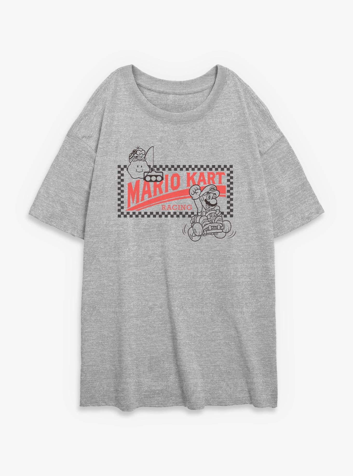 Nintendo Mario Kart Racing Checkered Womens Oversized T-Shirt, , hi-res