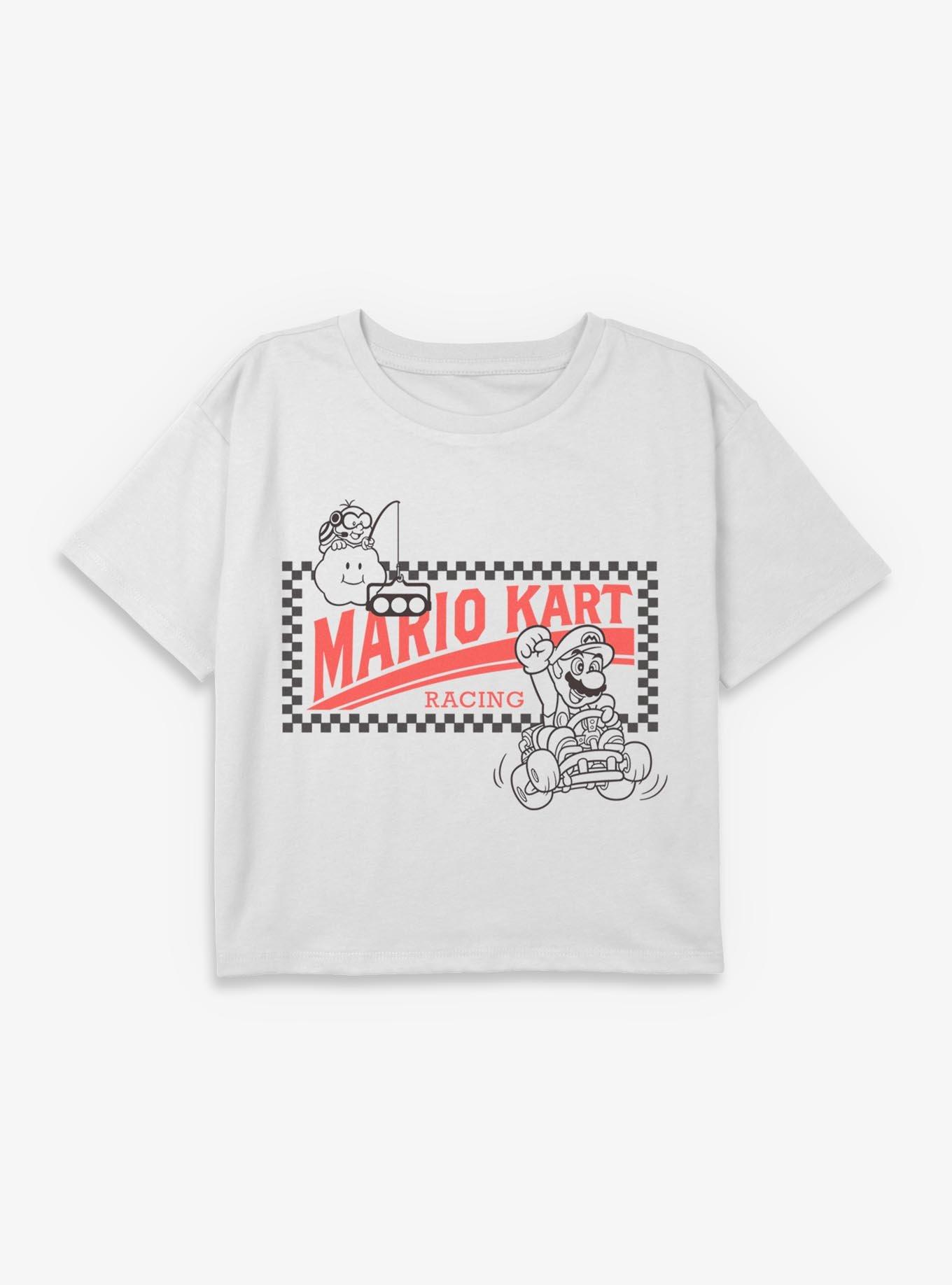 Nintendo Mario Kart Racing Checkered Youth Girls Boxy Crop T-Shirt, , hi-res