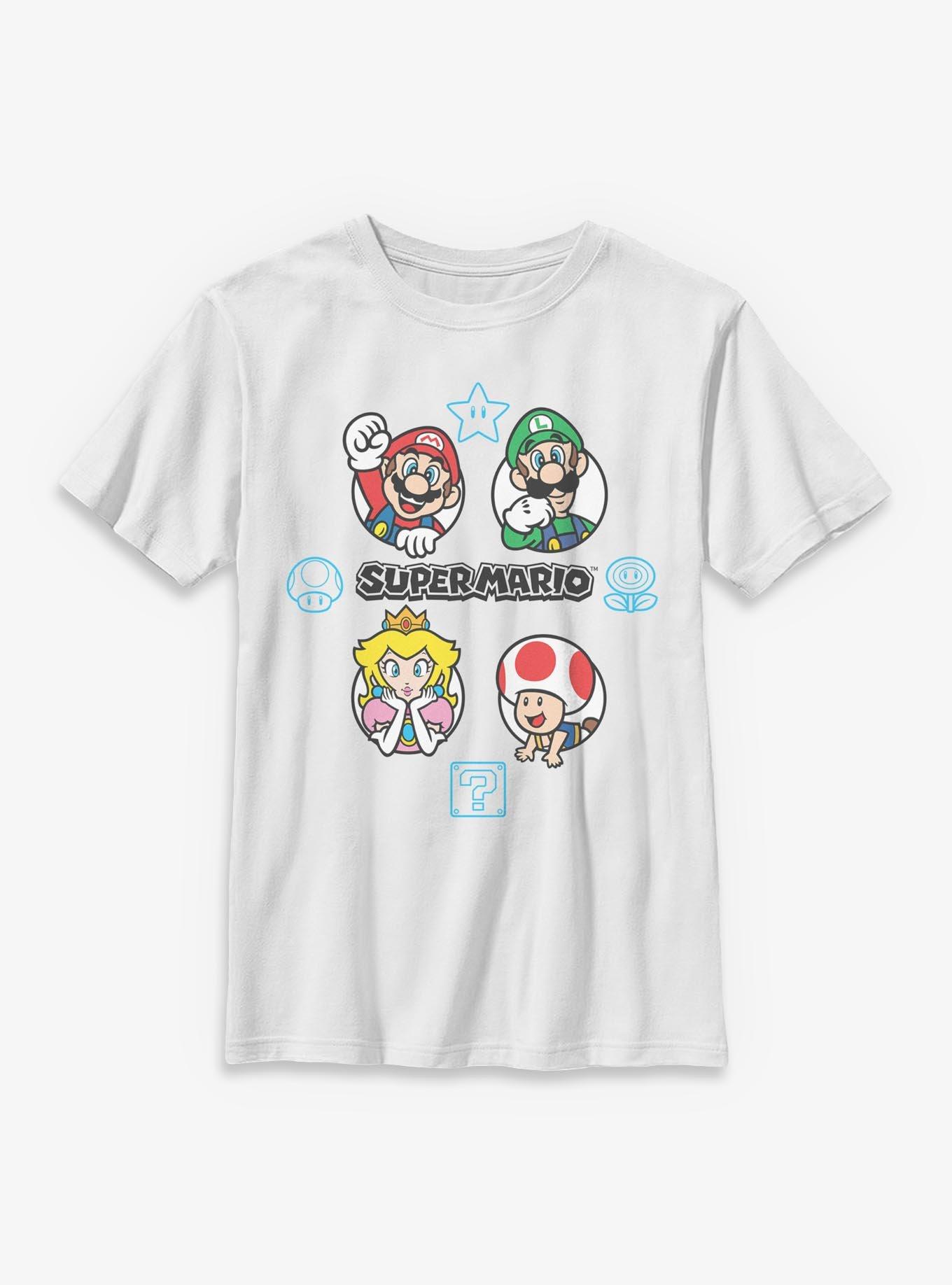 Nintendo Super Mario Fun Icons Group Youth T-Shirt, , hi-res