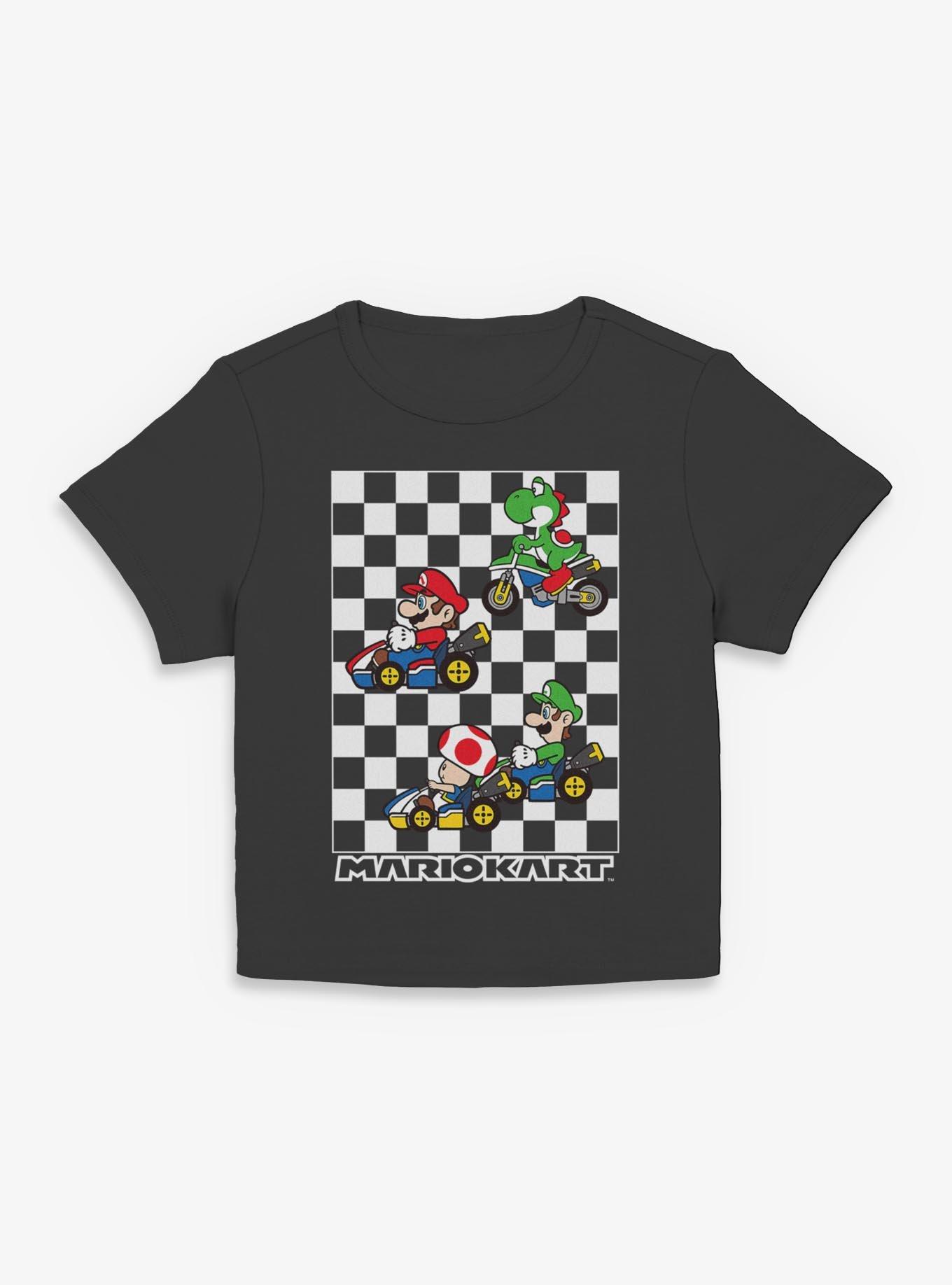 Nintendo Mario Kart Checkered Race Women Baby T-Shirt - BLACK