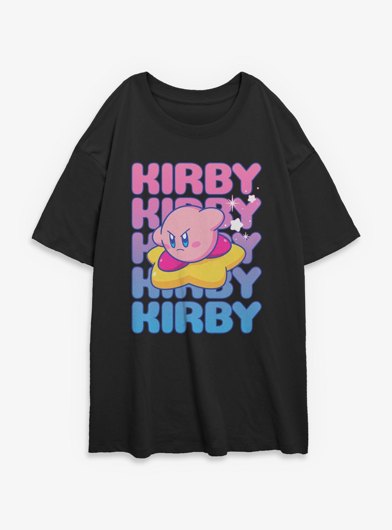 Nintendo Kirby Name Stack Star Womens Oversized T-Shirt, BLACK, hi-res