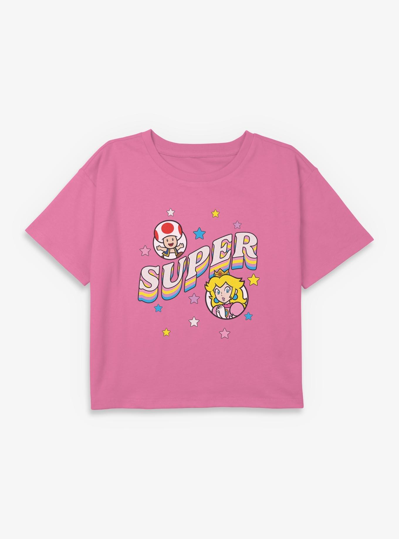 Nintendo Mario Toad And Princess Peach Super Youth Girls Boxy Crop T-Shirt, , hi-res