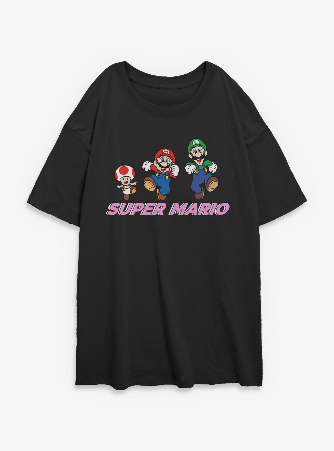 Nintendo Super Mario Group Fun Jump Womens Oversized T-Shirt, , hi-res