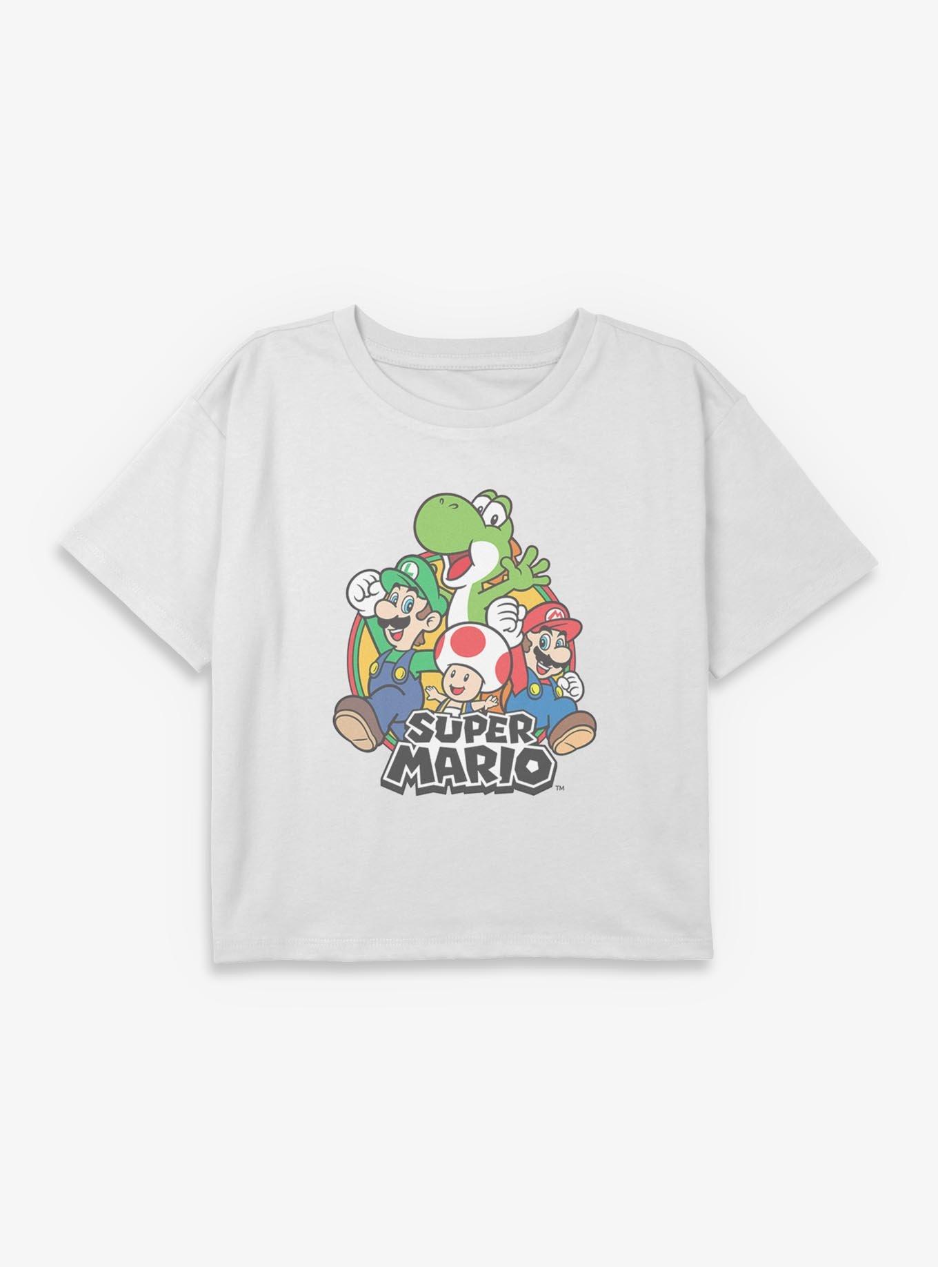 Nintendo Super Mario Vintage Group Youth Girls Boxy Crop T-Shirt, , hi-res