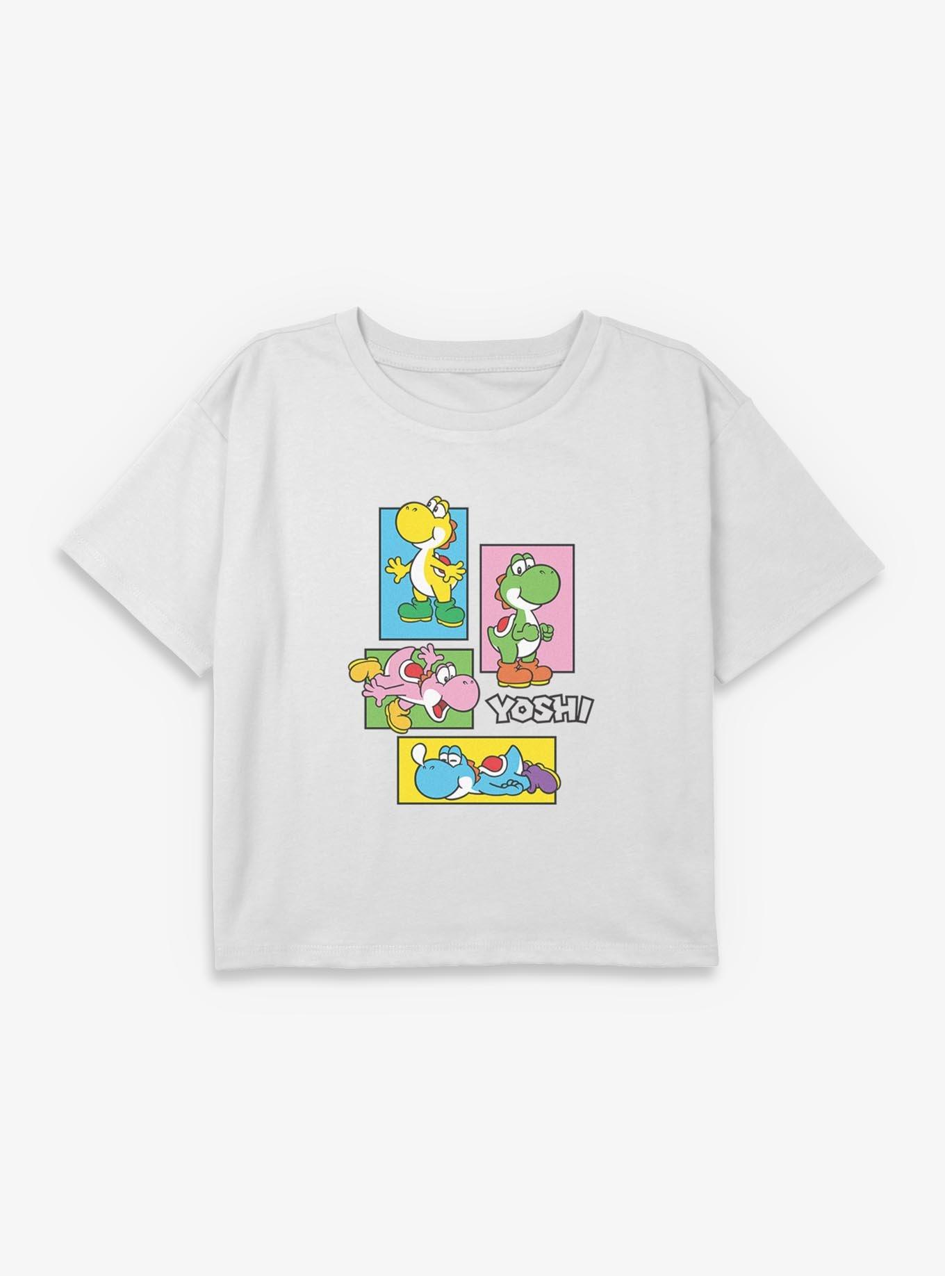 Nintendo Mario Yoshi Boxes Youth Girls Boxy Crop T-Shirt, , hi-res