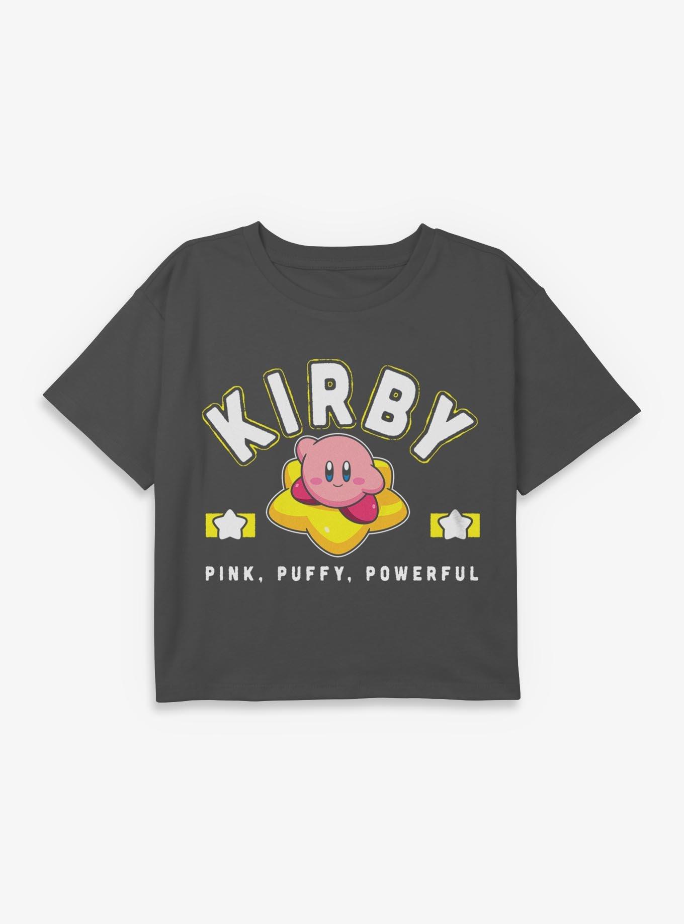 Nintendo Kirby Star Pink Puffy Powerful Youth Girls Boxy Crop T-Shirt, , hi-res