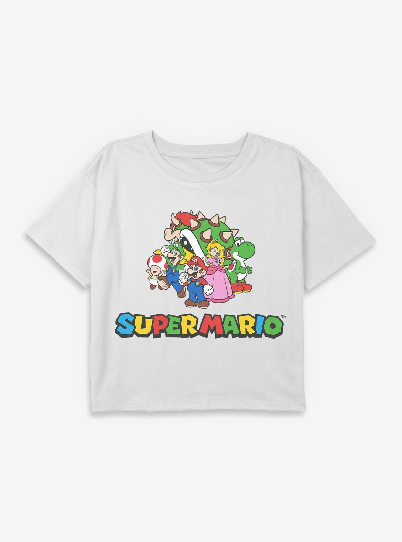 Nintendo Super Mario Group Ready Youth Girls Boxy Crop T-Shirt, , hi-res