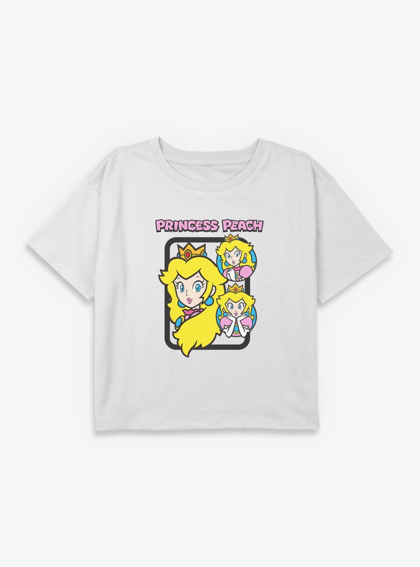 Nintendo Mario Princess Peach Circle Collage Youth Girls Boxy Crop T-Shirt, , hi-res