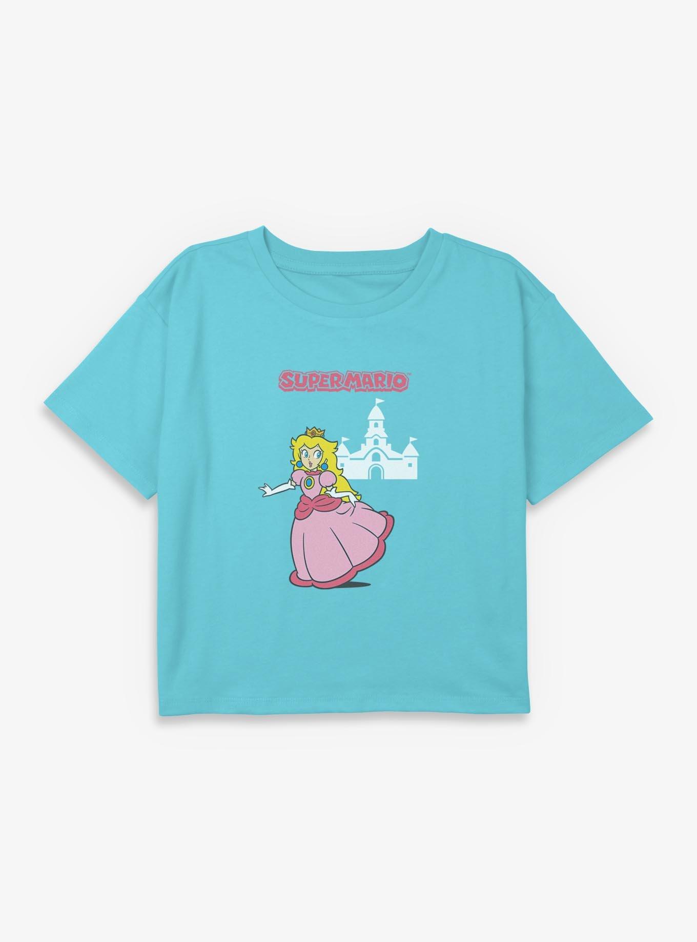 Nintendo Super Mario Princess Peach Running Youth Girls Boxy Crop T-Shirt, , hi-res