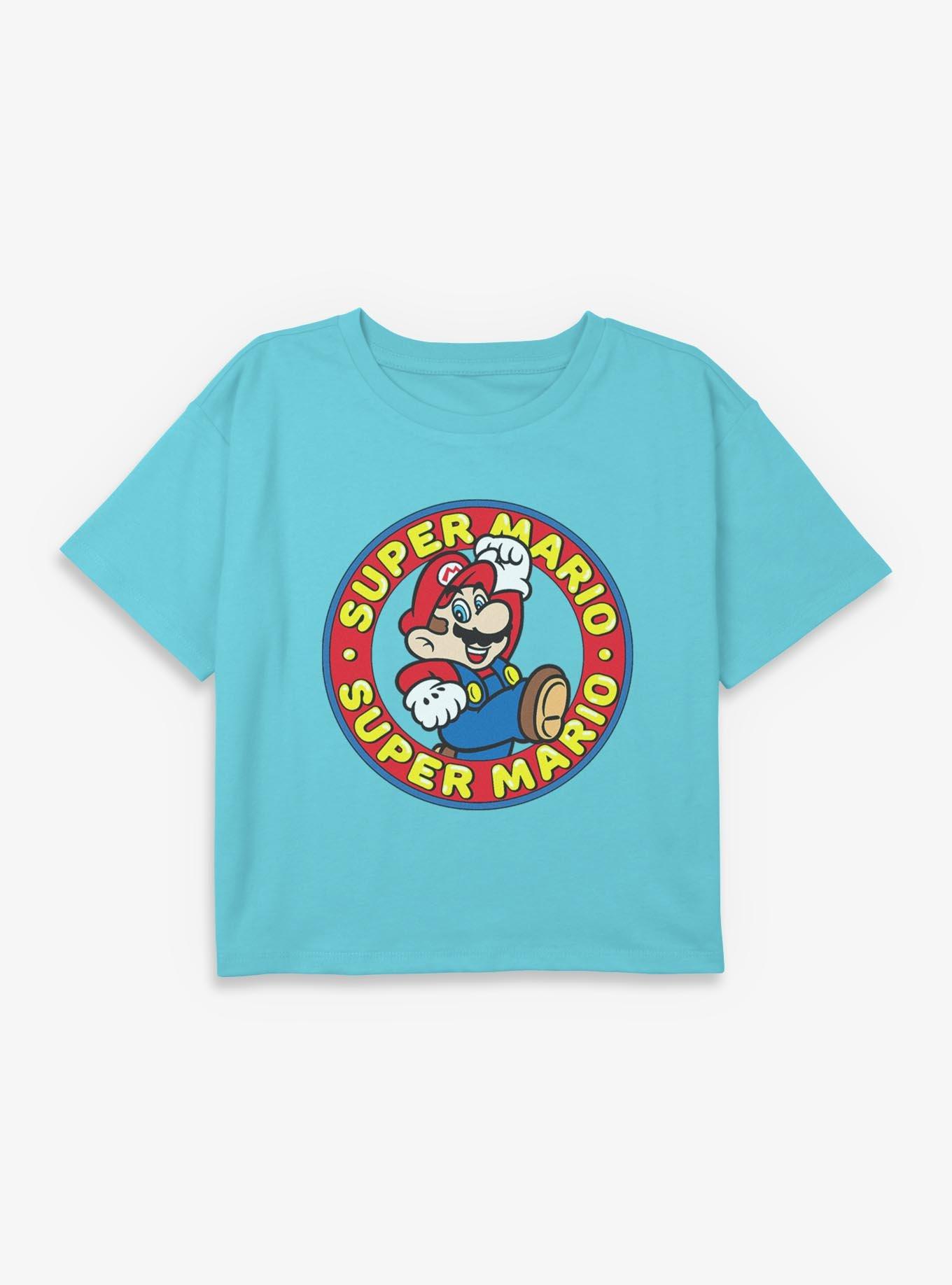 Nintendo Super Mario Badge Youth Girls Boxy Crop T-Shirt, , hi-res