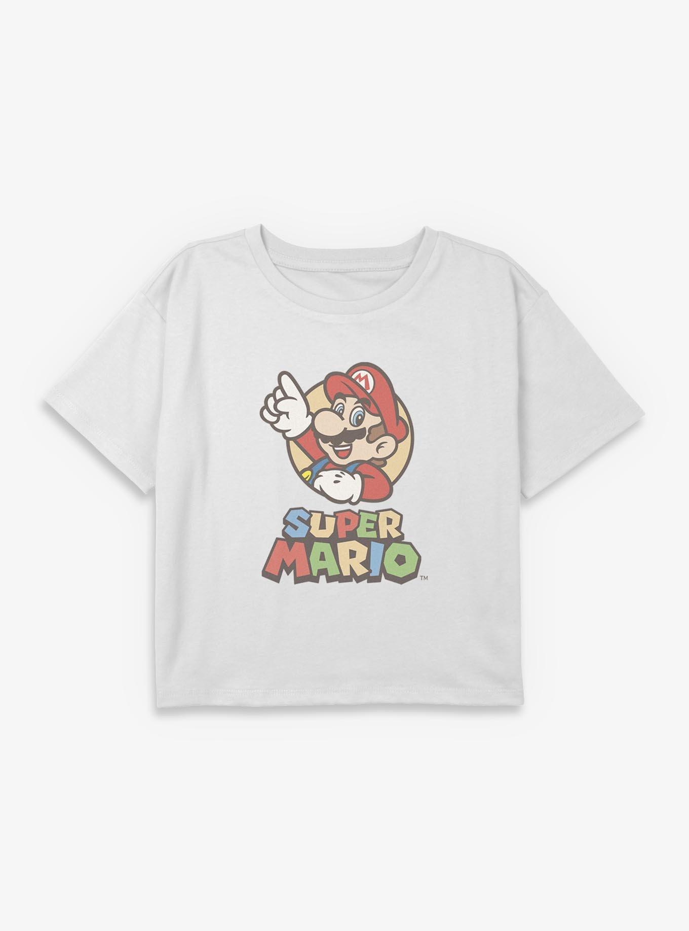 Nintendo Super Mario Vintage Icon Youth Girls Boxy Crop T-Shirt, , hi-res
