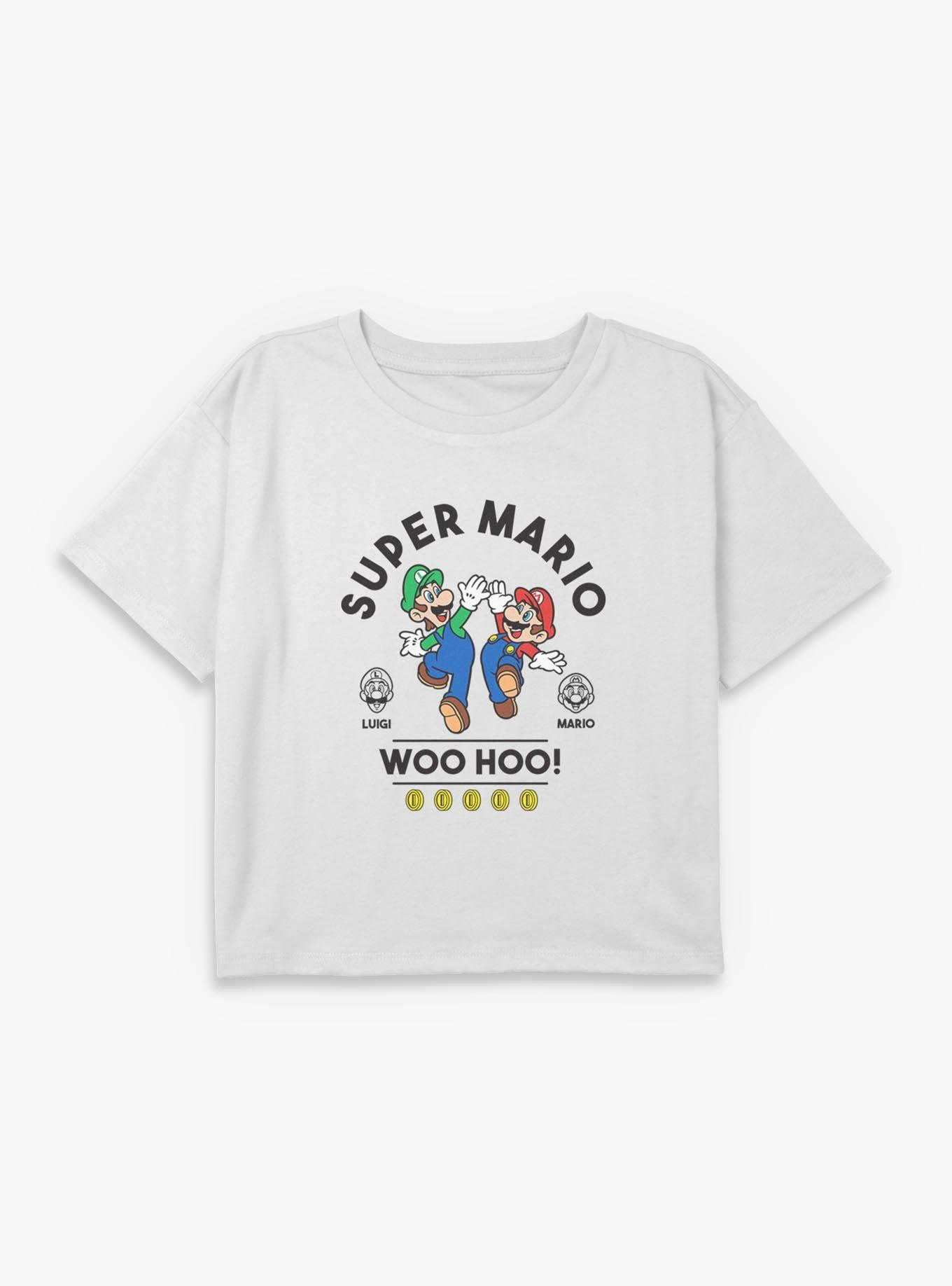 Nintendo Super Mario WooHoo Luigi Mario Youth Girls Boxy Crop T-Shirt, , hi-res