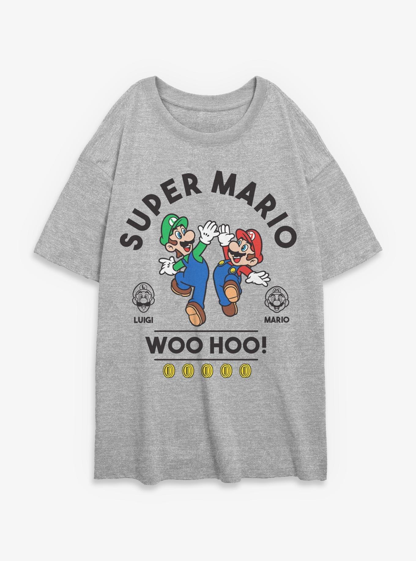 Nintendo Super Mario WooHoo Luigi Mario Womens Oversized T-Shirt, , hi-res