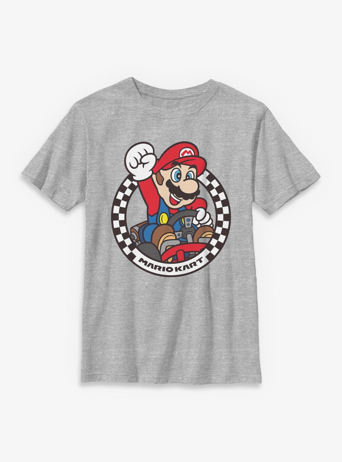 Nintendo Mario Kart Checkered Race Champion Youth T-Shirt, SPORT GRAY, hi-res view 1