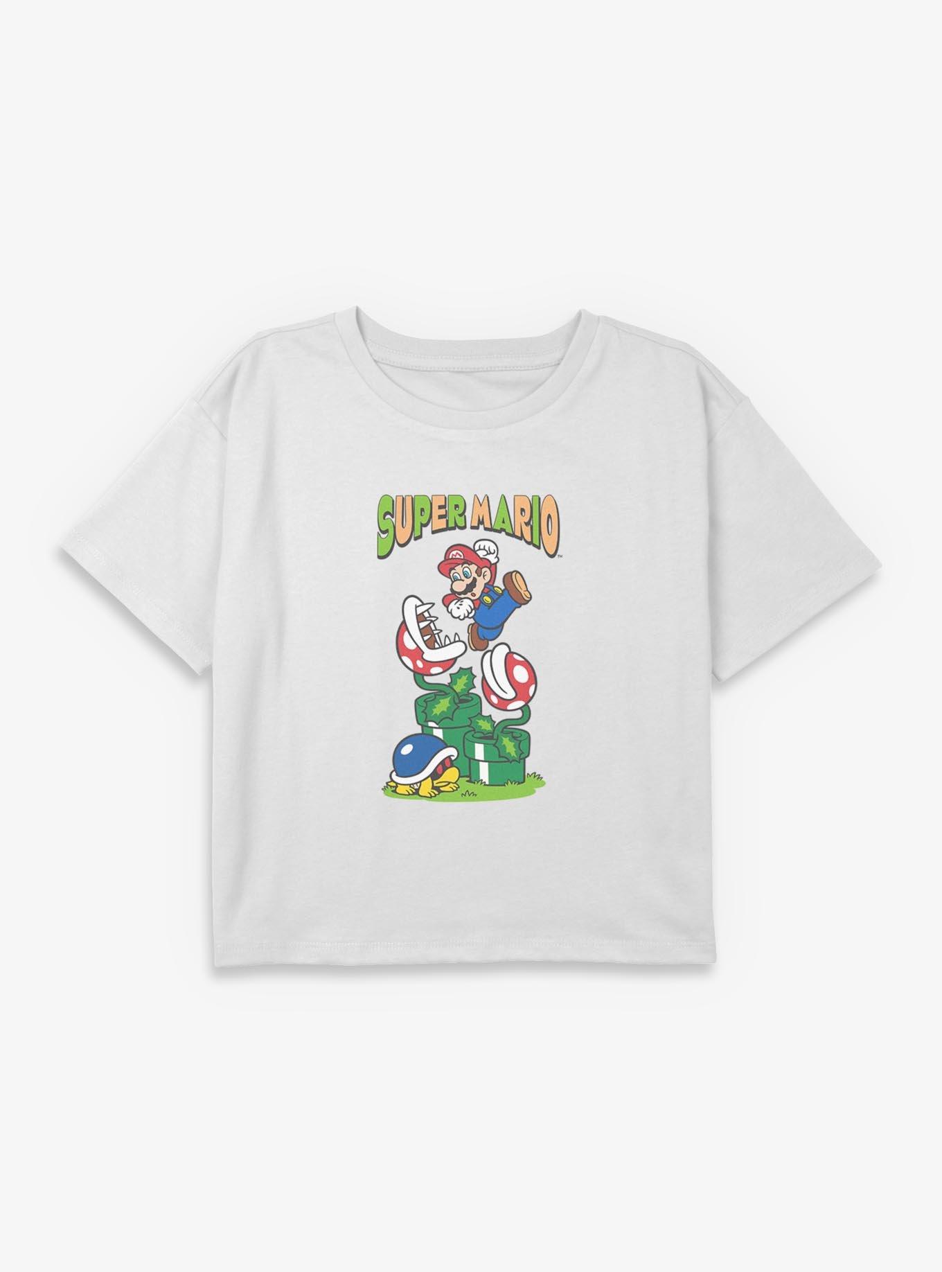 Nintendo Super Mario Adventures Youth Girls Boxy Crop T-Shirt