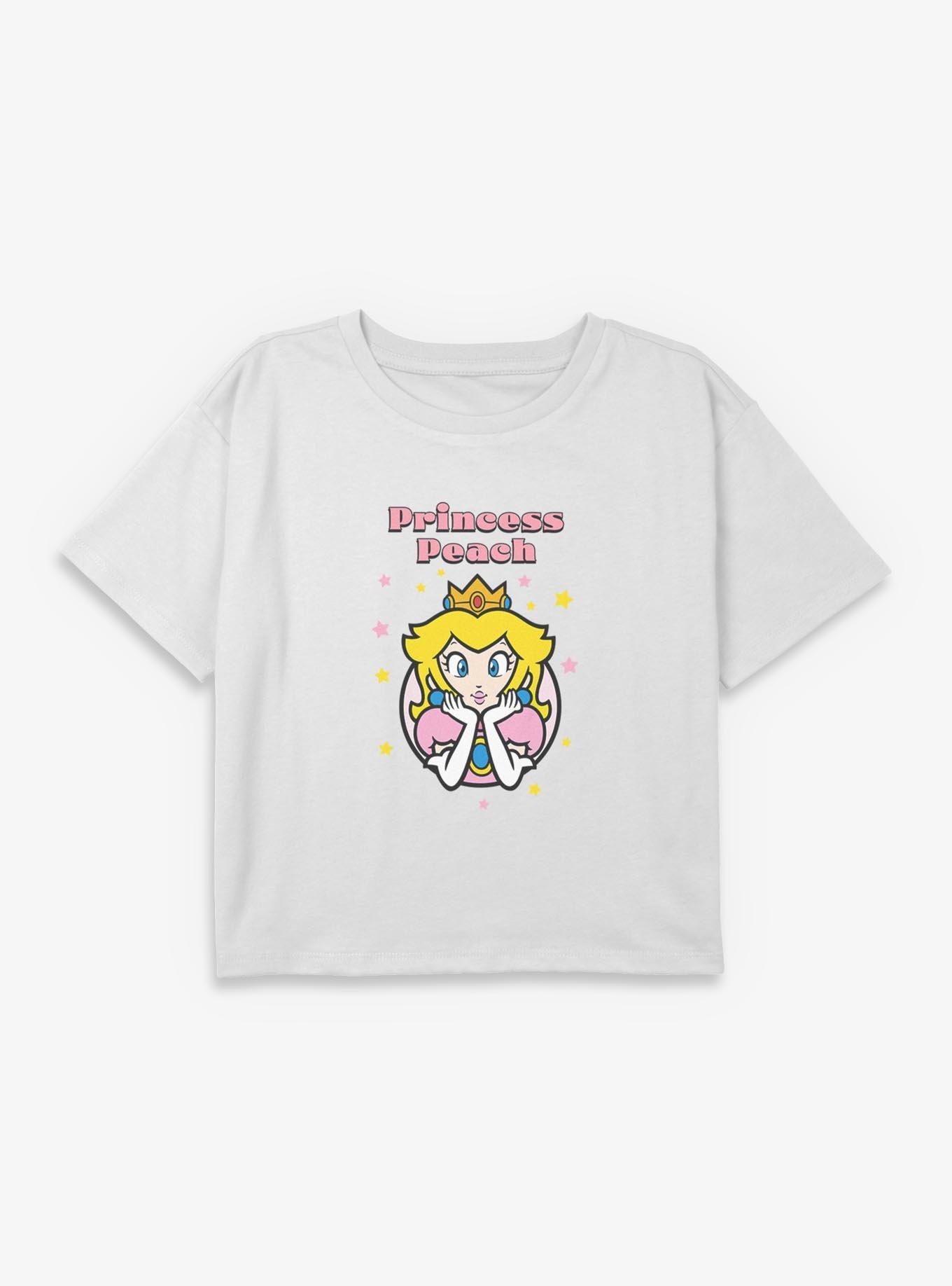 Nintendo Mario Princess Peach Glam Stars Youth Girls Boxy Crop T-Shirt, , hi-res