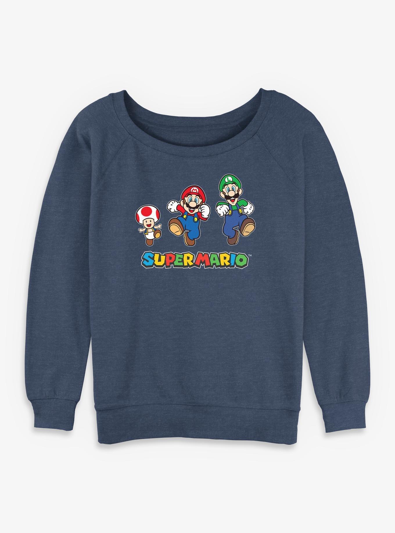 Nintendo Super Mario Toad Mario Luigi Run Womens Slouchy Sweatshirt, , hi-res