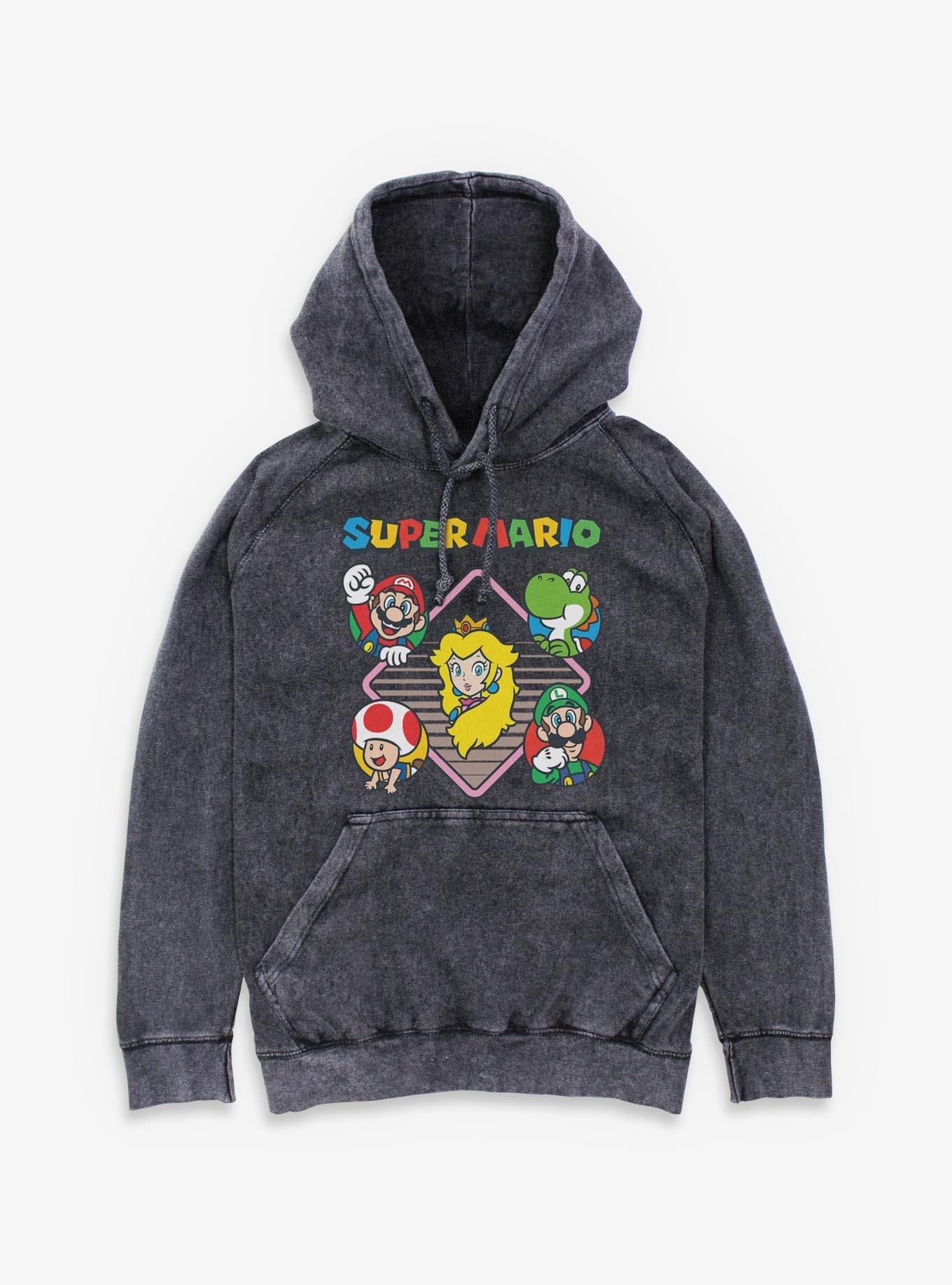 Nintendo Super Mario Diamond Characters Mineral Wash Hoodie, , hi-res