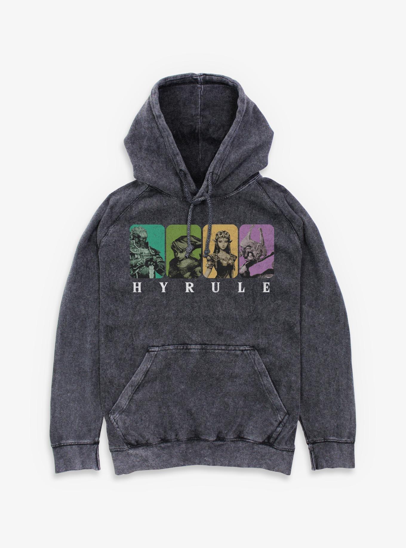 The Legend Of Zelda Hyrule Character Panels Mineral Wash Hoodie, , hi-res