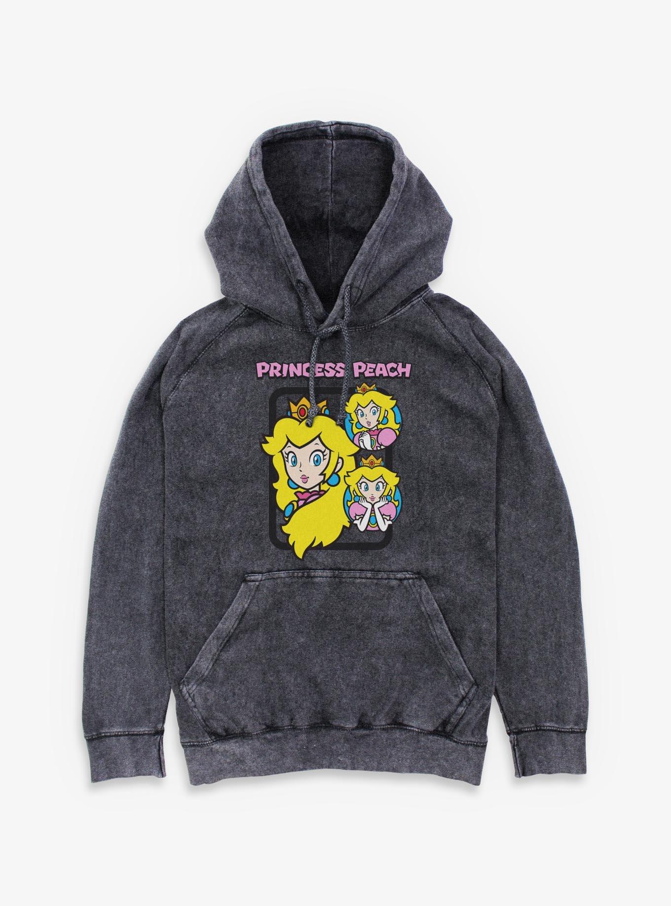 Nintendo Mario Princess Peach Circle Collage Mineral Wash Hoodie, , hi-res