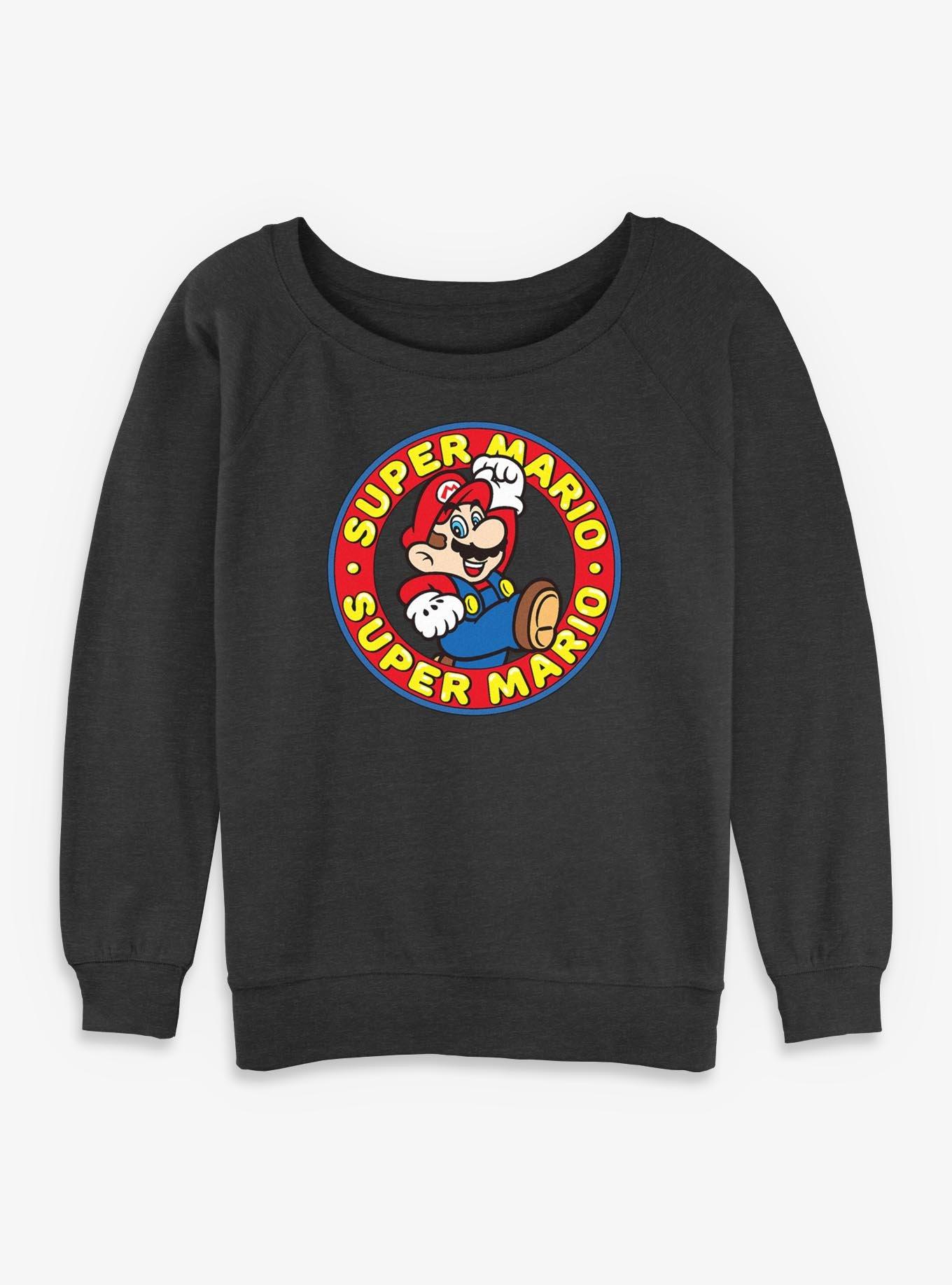 Nintendo Super Mario Badge Womens Slouchy Sweatshirt, , hi-res