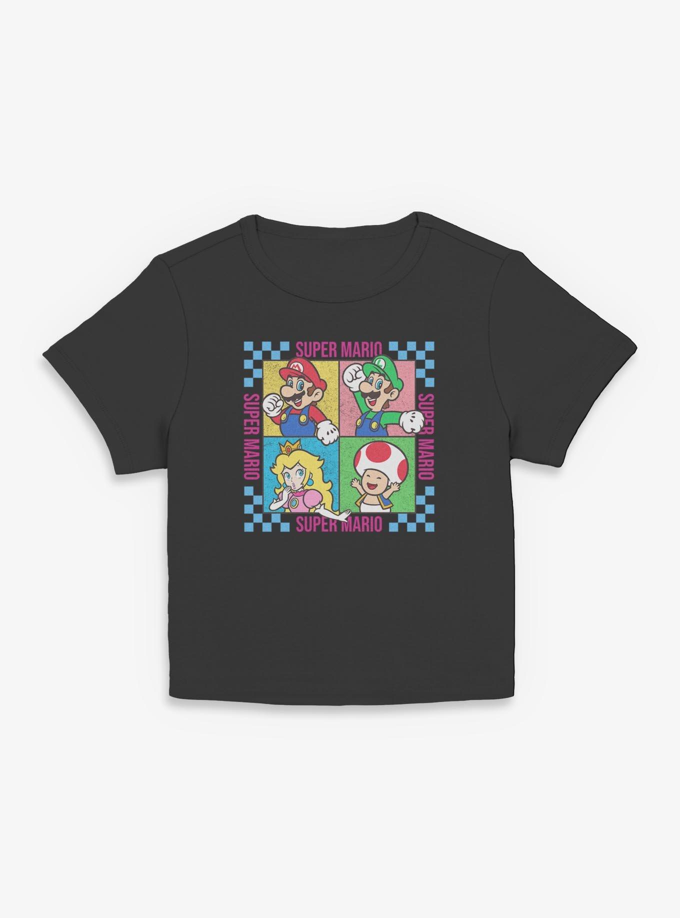 Nintendo Super Mario Checkered Squares Characters Women Baby T-Shirt, , hi-res