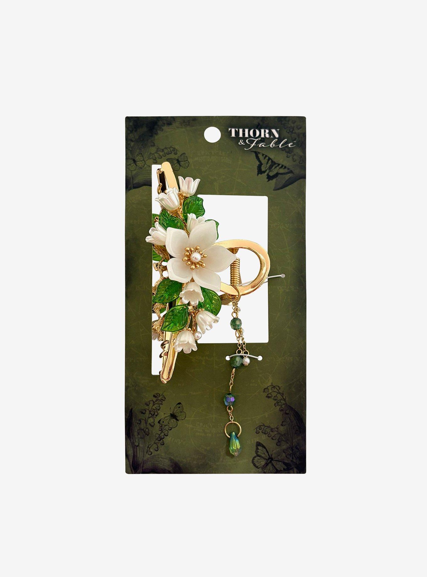 Thorn & Fable White Flower Claw Hair Clip, , hi-res