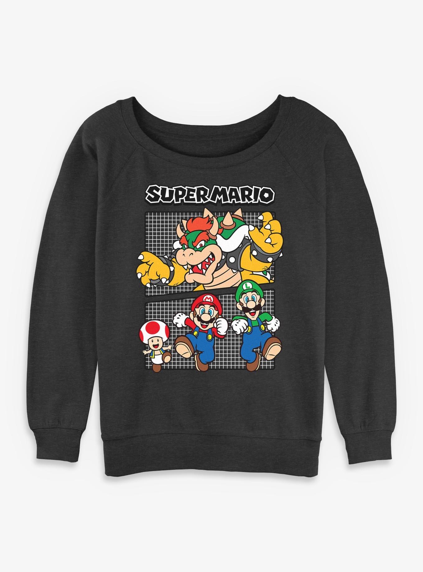 Nintendo Super Mario Group Girls Slouchy Sweatshirt, , hi-res