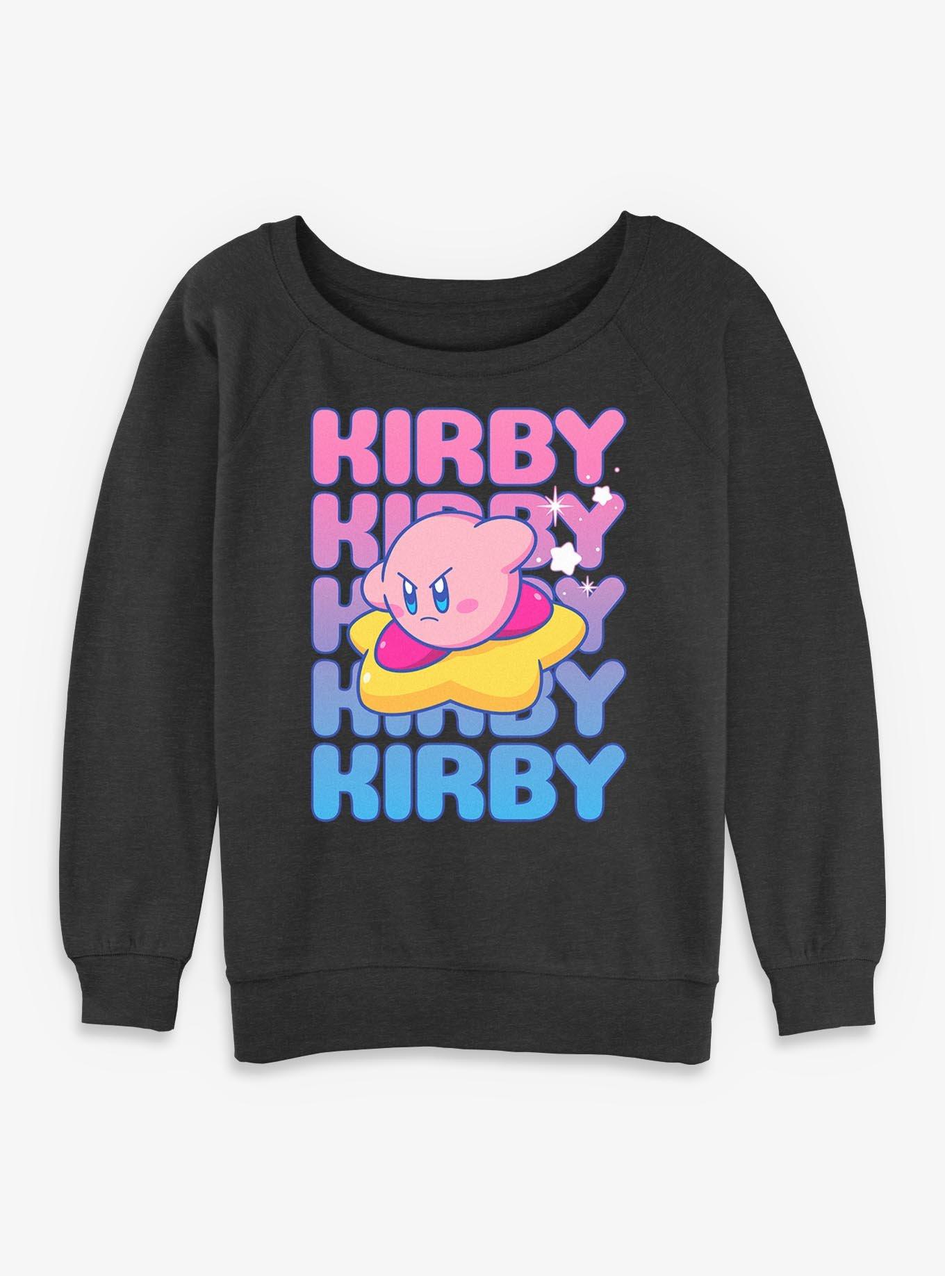 Nintendo Kirby Text Stack Girls Slouchy Sweatshirt, , hi-res