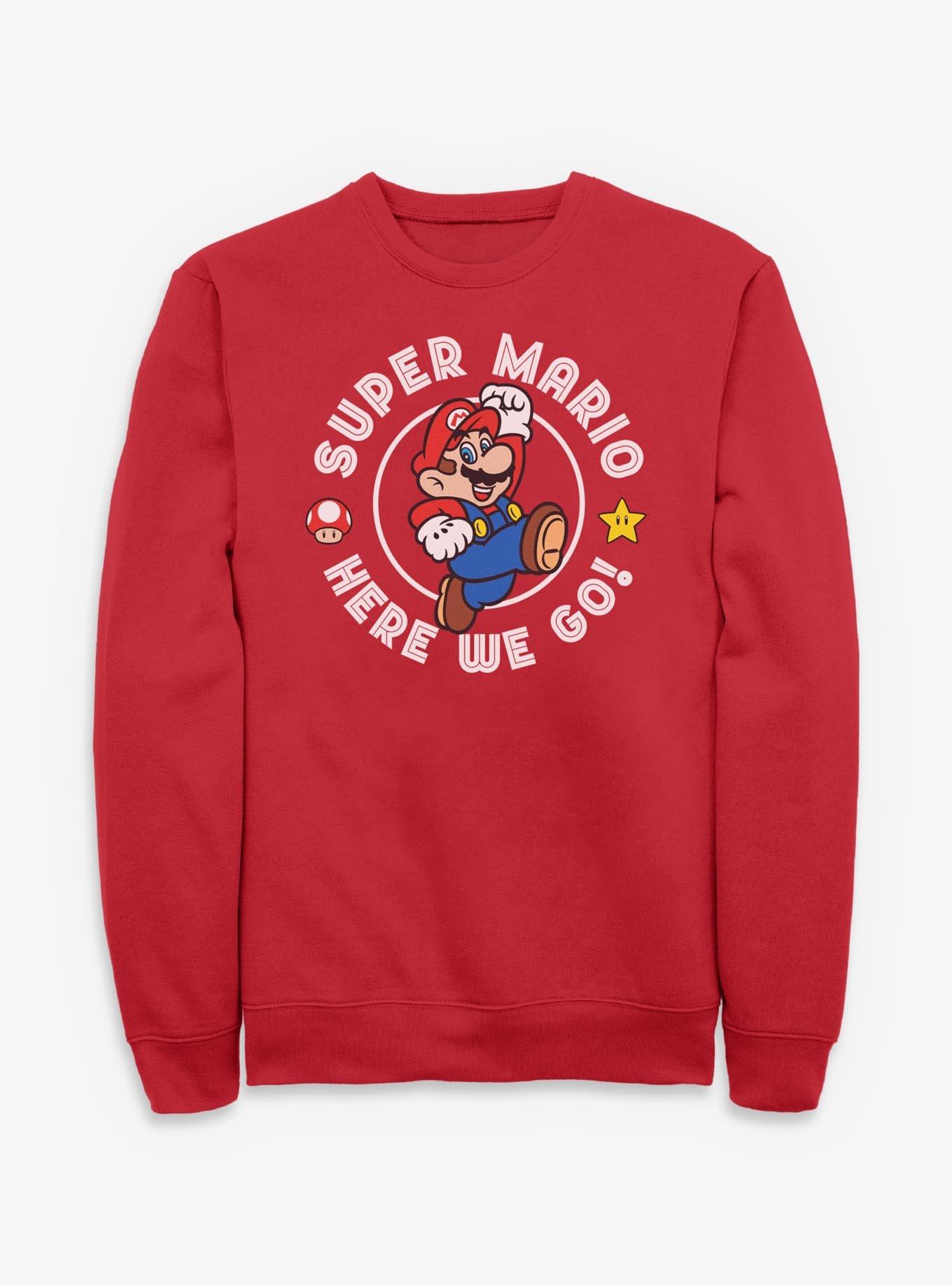 Nintendo Super Mario Here We Go Sweatshirt, RED, hi-res